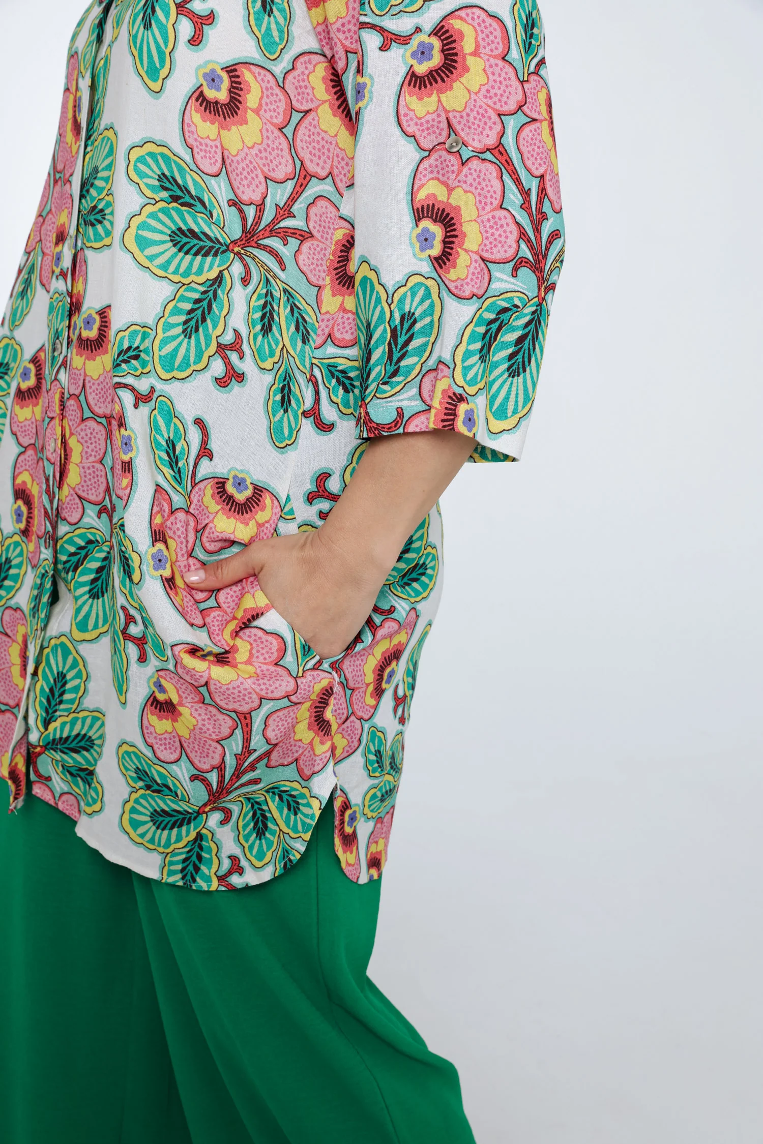 Lange blouse van linnen en viscose met bloemenprint - Image 6