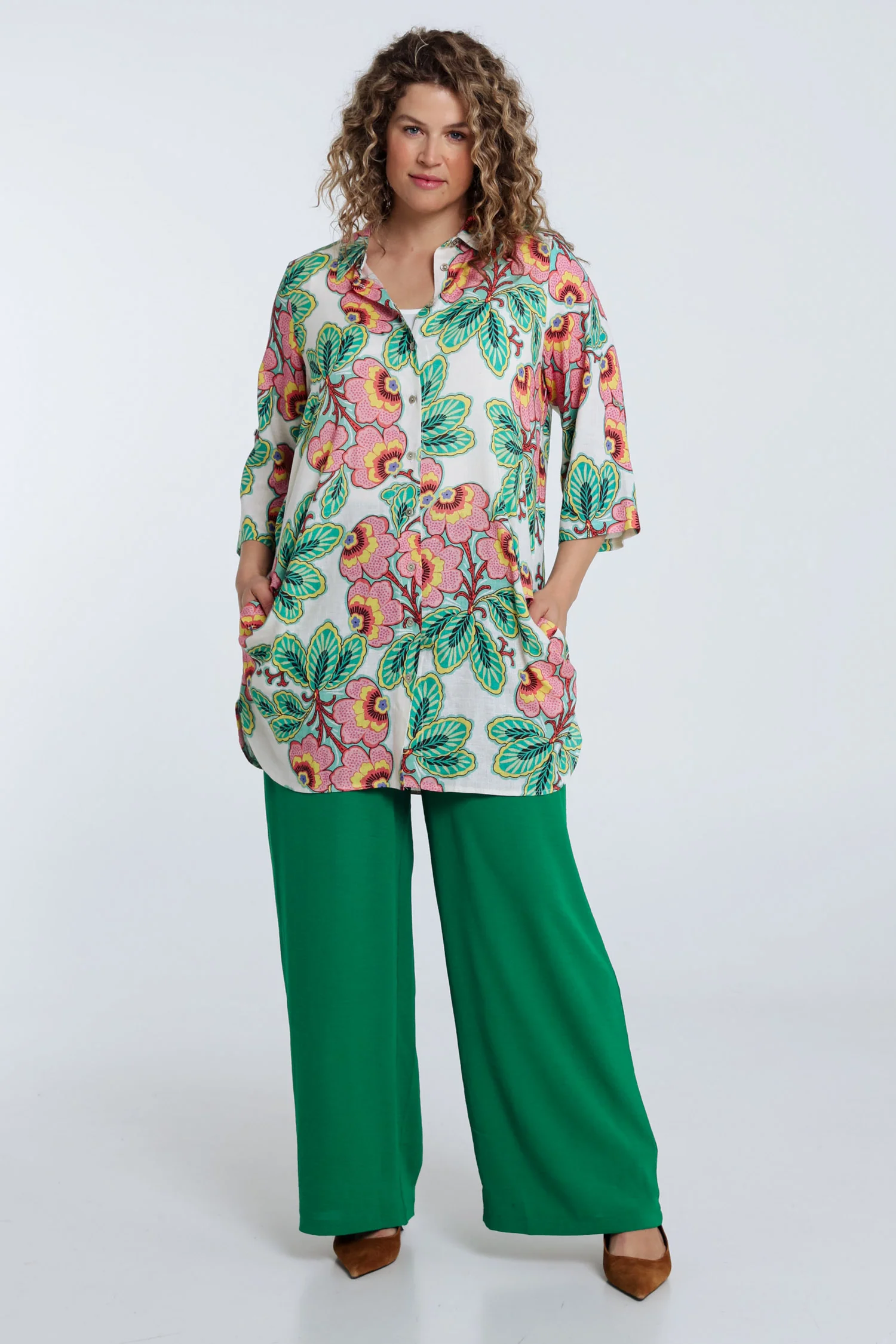 Lange blouse van linnen en viscose met bloemenprint - Image 7