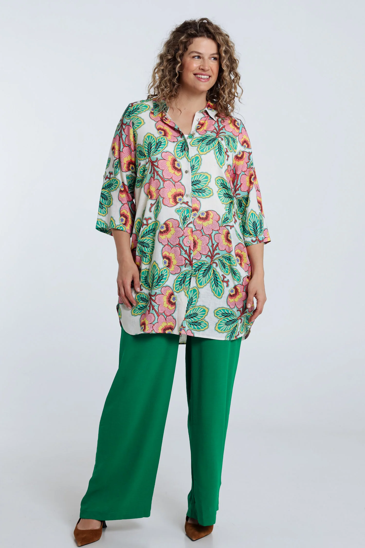 Lange blouse van linnen en viscose met bloemenprint - Image 8