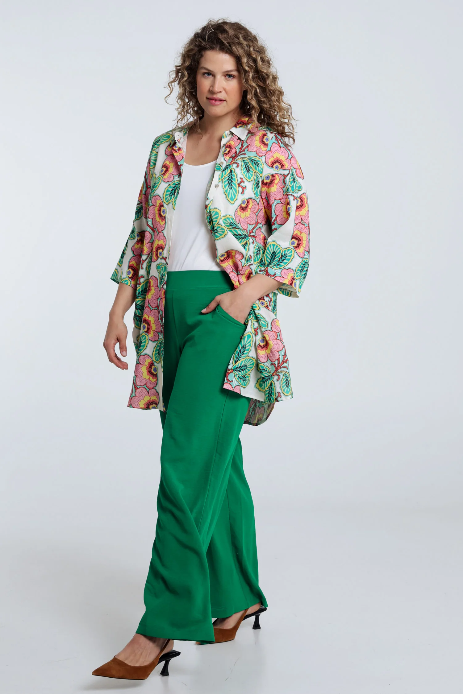 Lange blouse van linnen en viscose met bloemenprint - Image 9