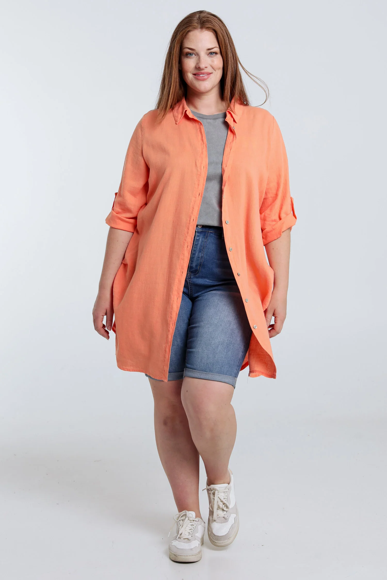 Effen lange linnen en viscose blouse - Image 18
