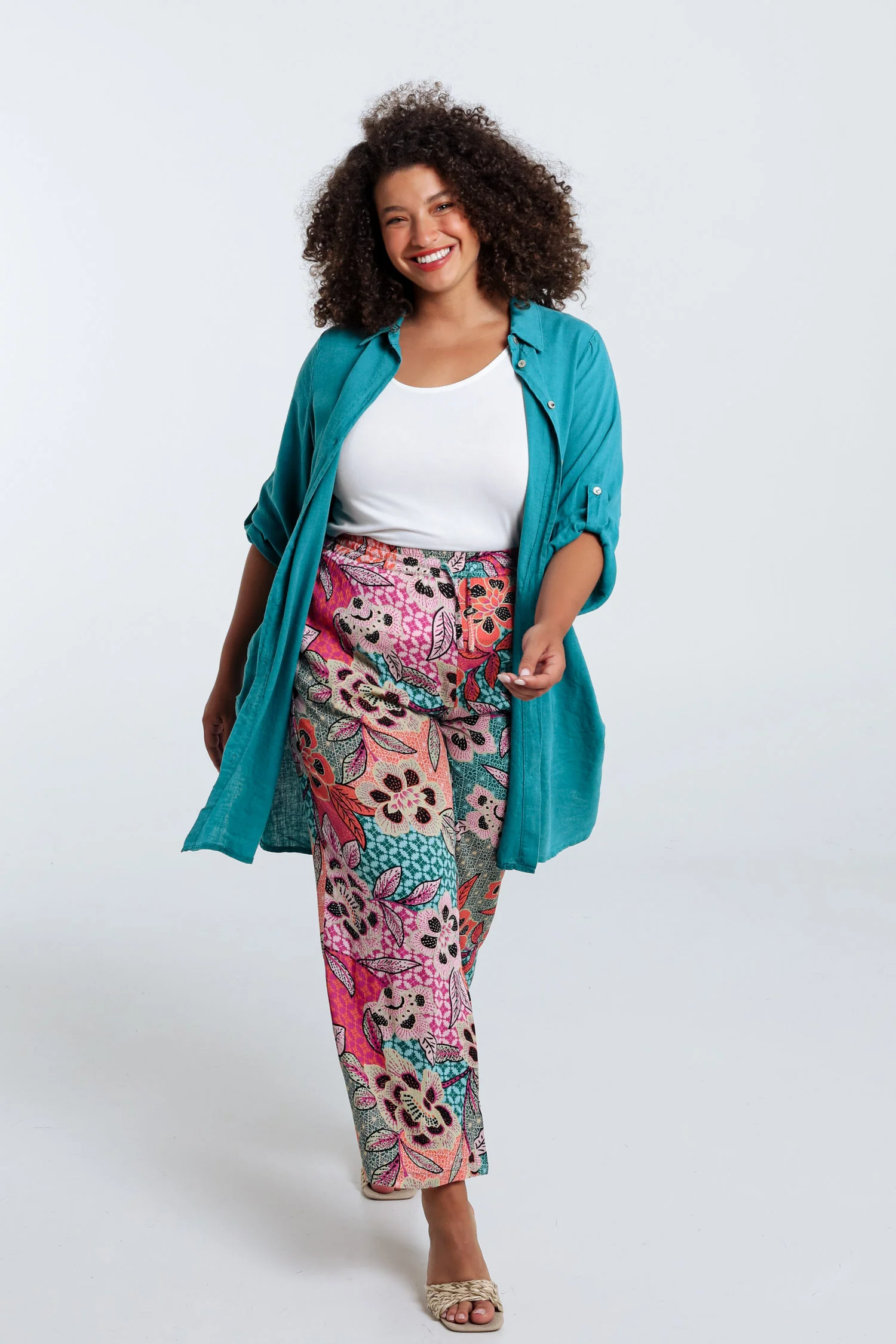 Effen lange linnen en viscose blouse - Image 8