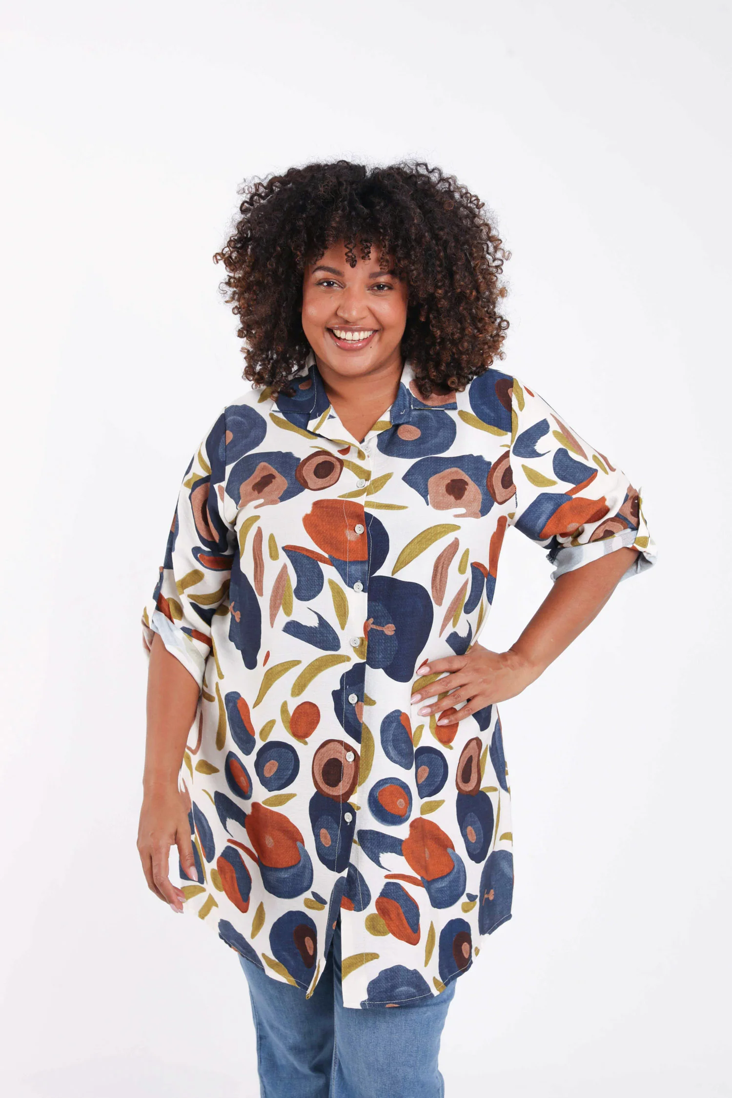 Lange blouse van viscose met klaproosprint