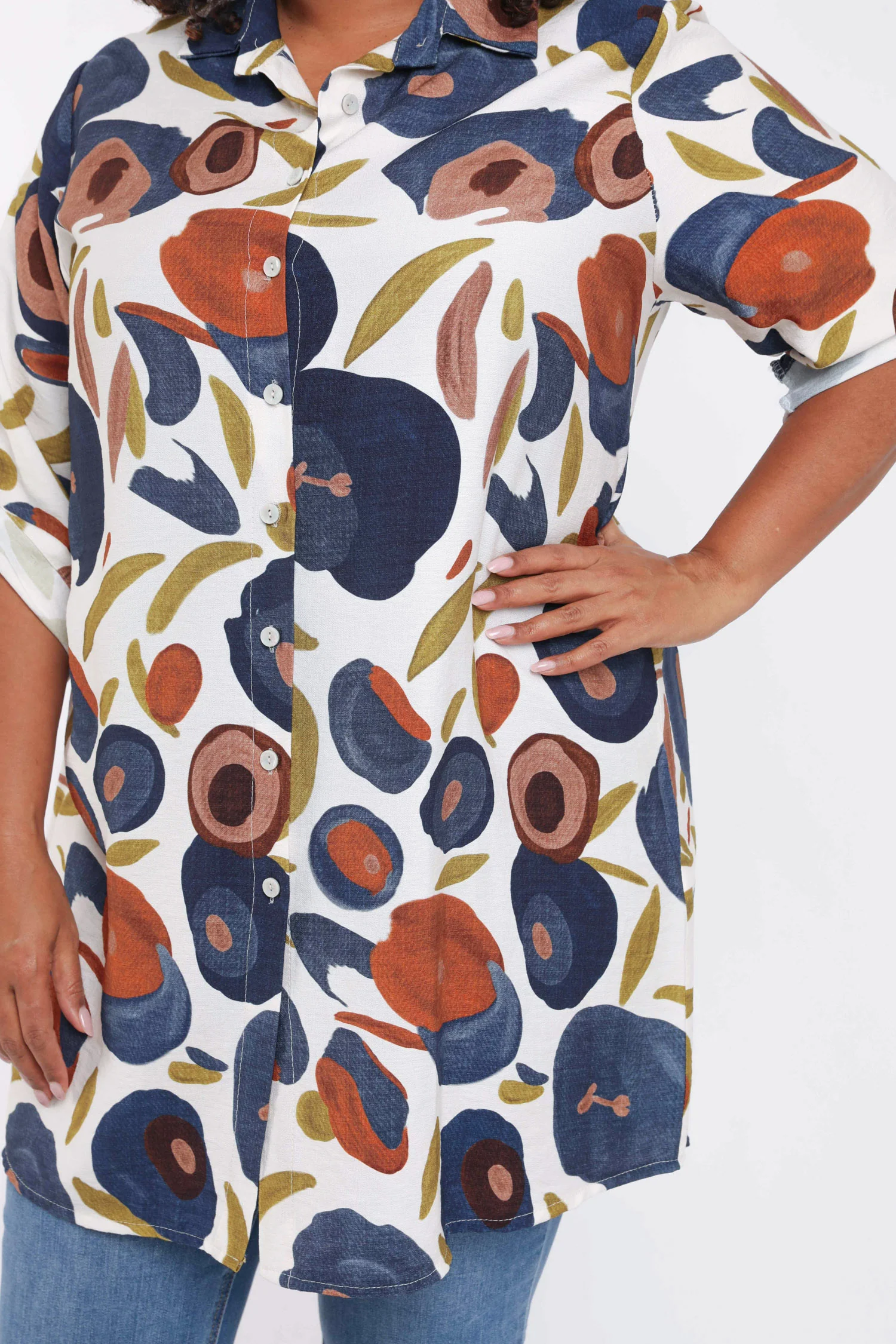 Lange blouse van viscose met klaproosprint - Image 4