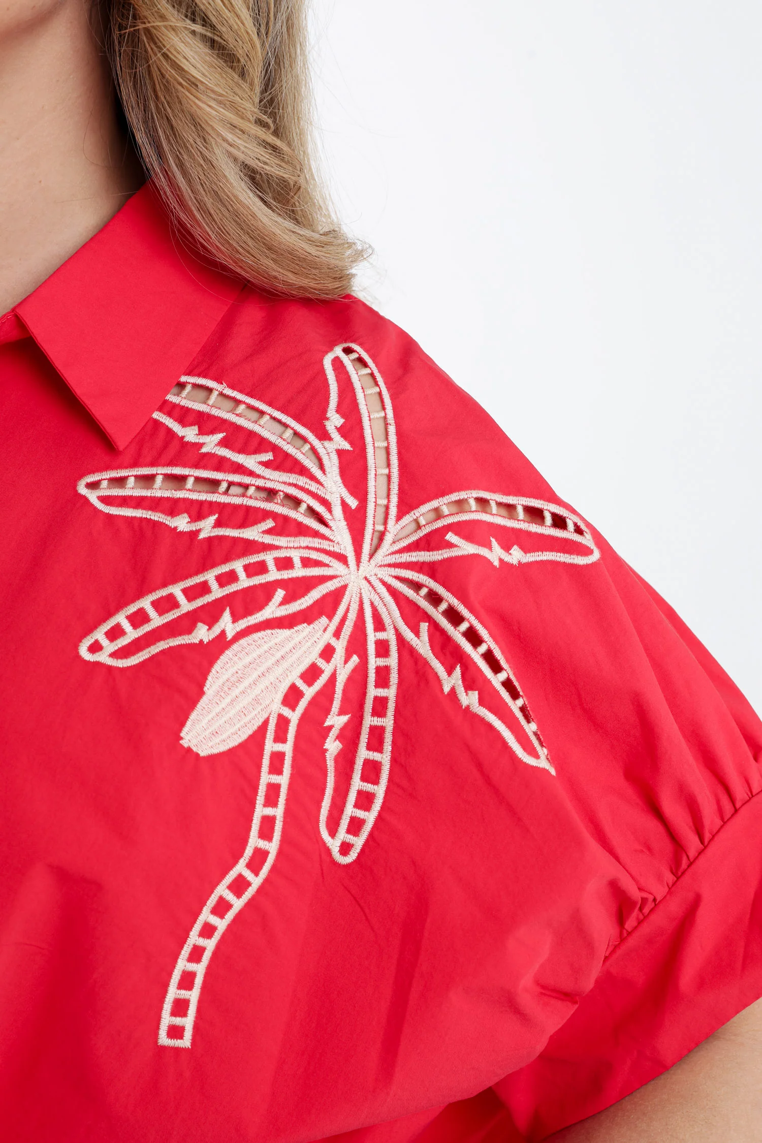 Oversized katoenen blouse met borduursels - Image 3