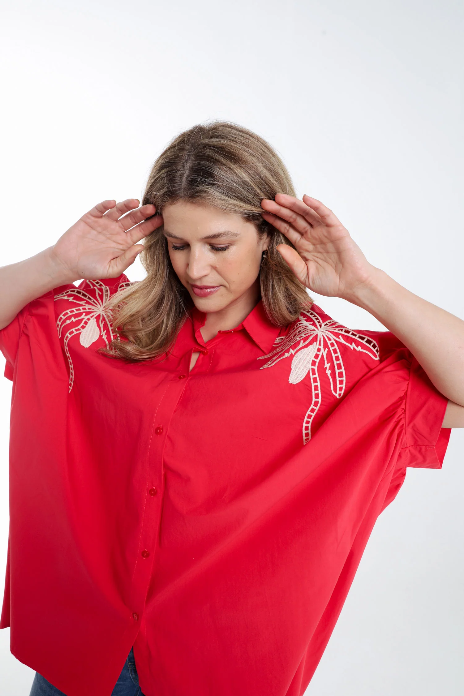 Oversized katoenen blouse met borduursels - Image 4