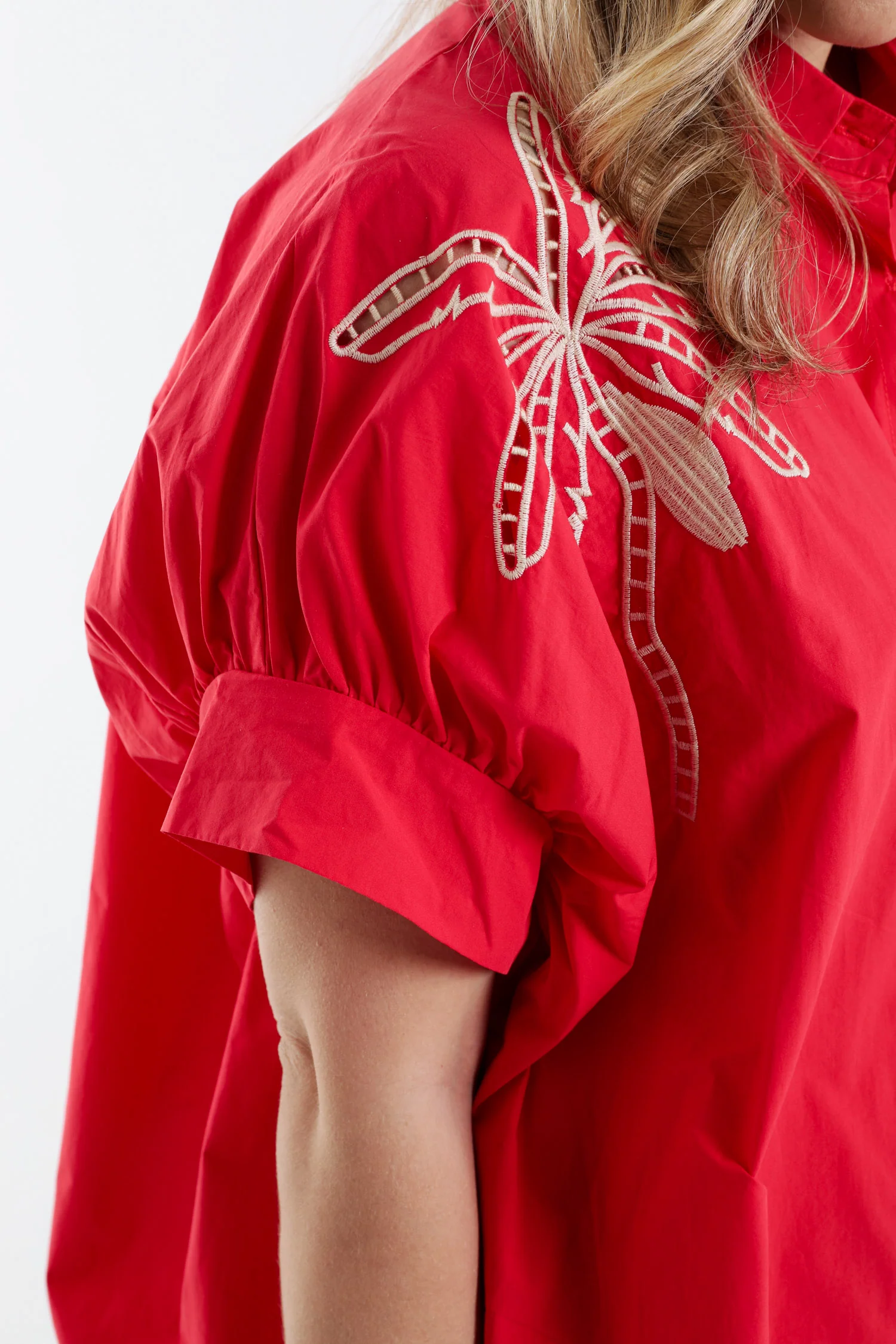 Oversized katoenen blouse met borduursels - Image 6