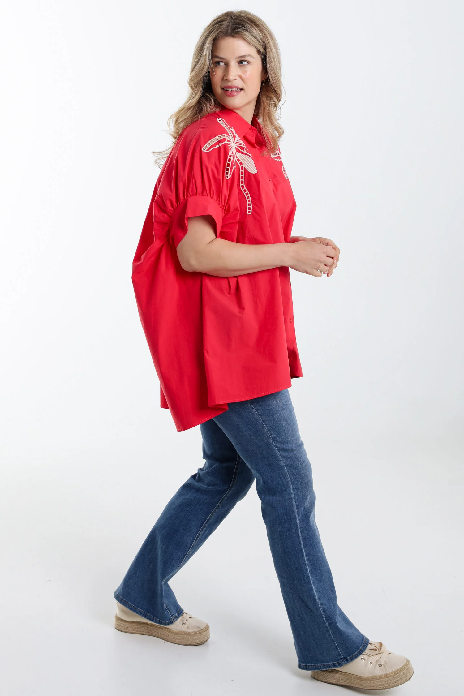 Oversized katoenen blouse met borduursels - Image 8