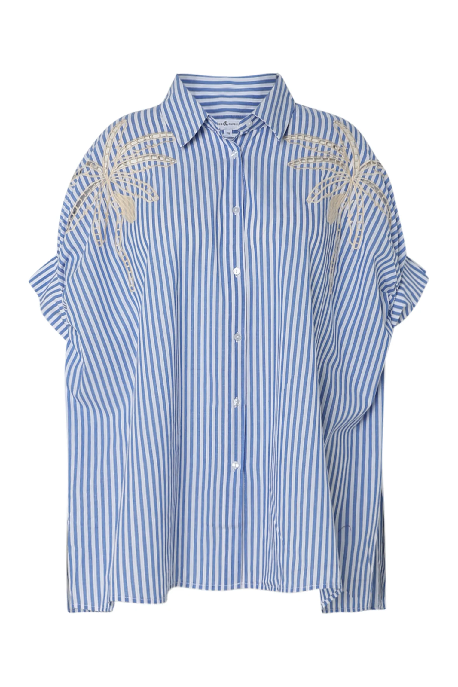 Oversized gestreepte katoenen shirt met borduursels - Image 10