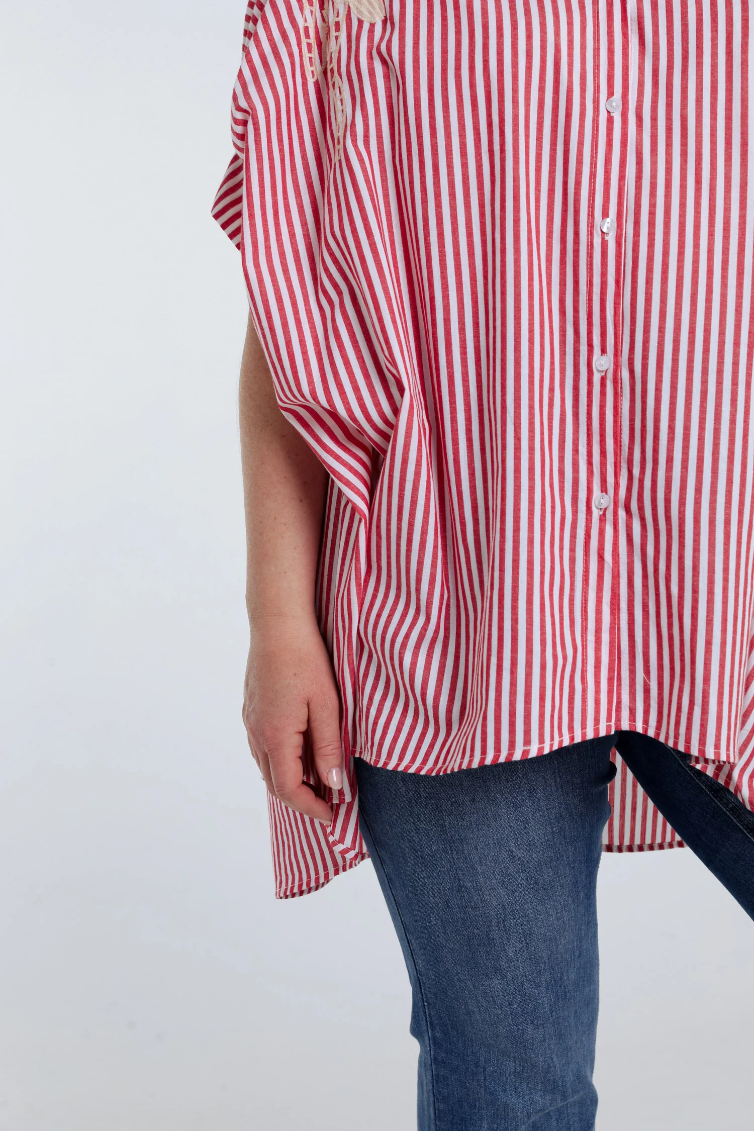 Oversized gestreepte katoenen shirt met borduursels - Image 16