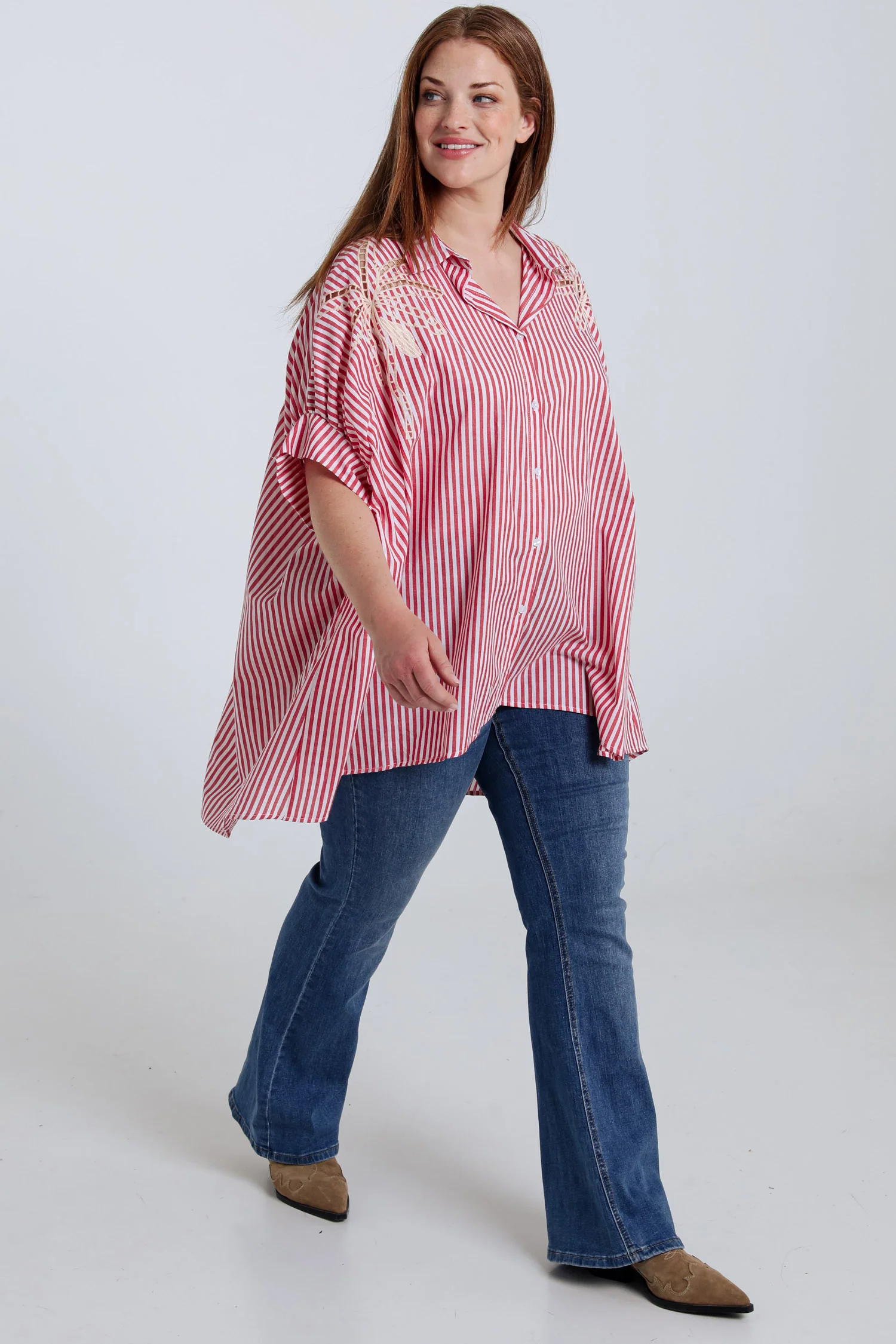 Oversized gestreepte katoenen shirt met borduursels - Image 19