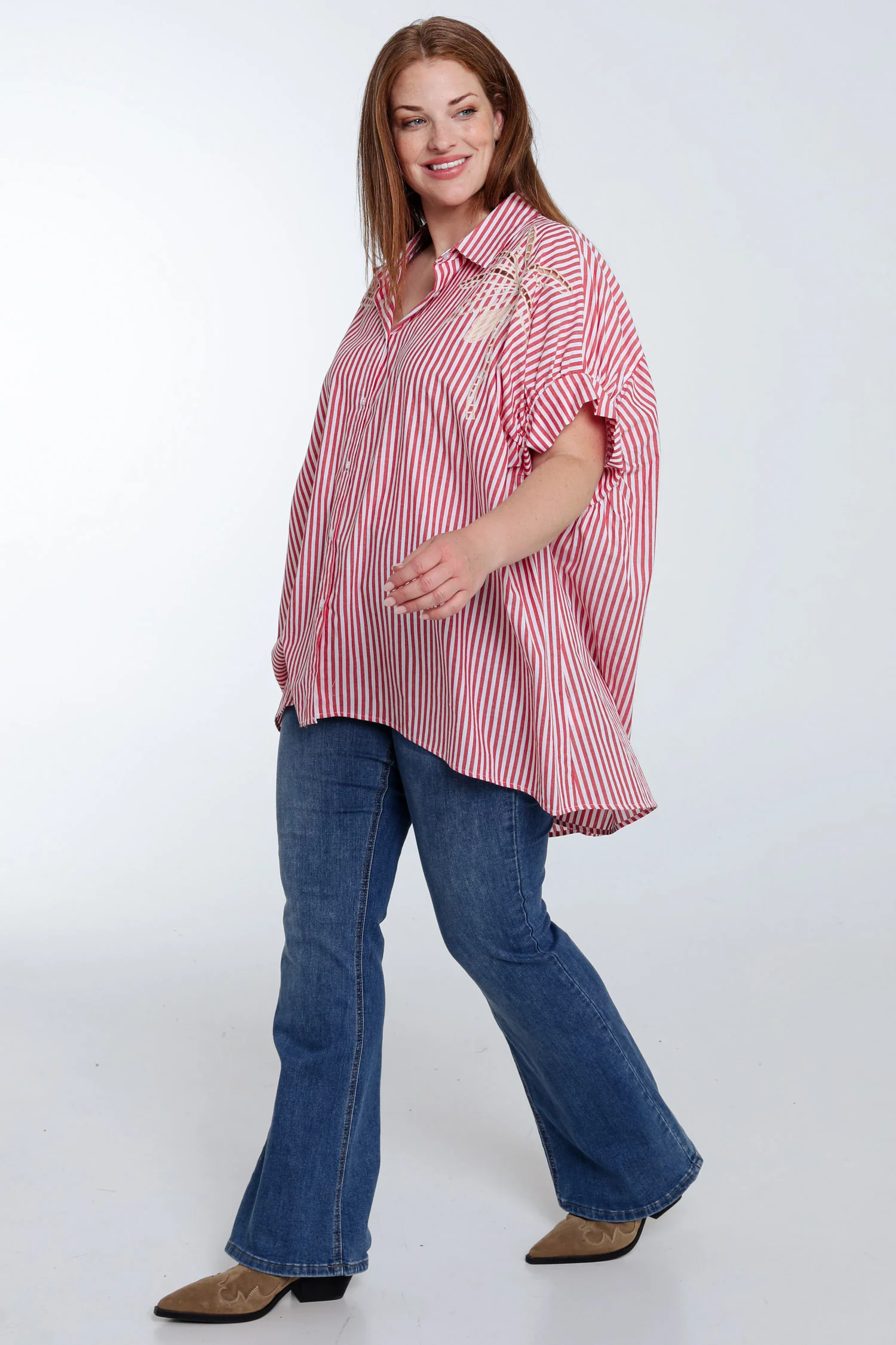 Oversized gestreepte katoenen shirt met borduursels - Image 20