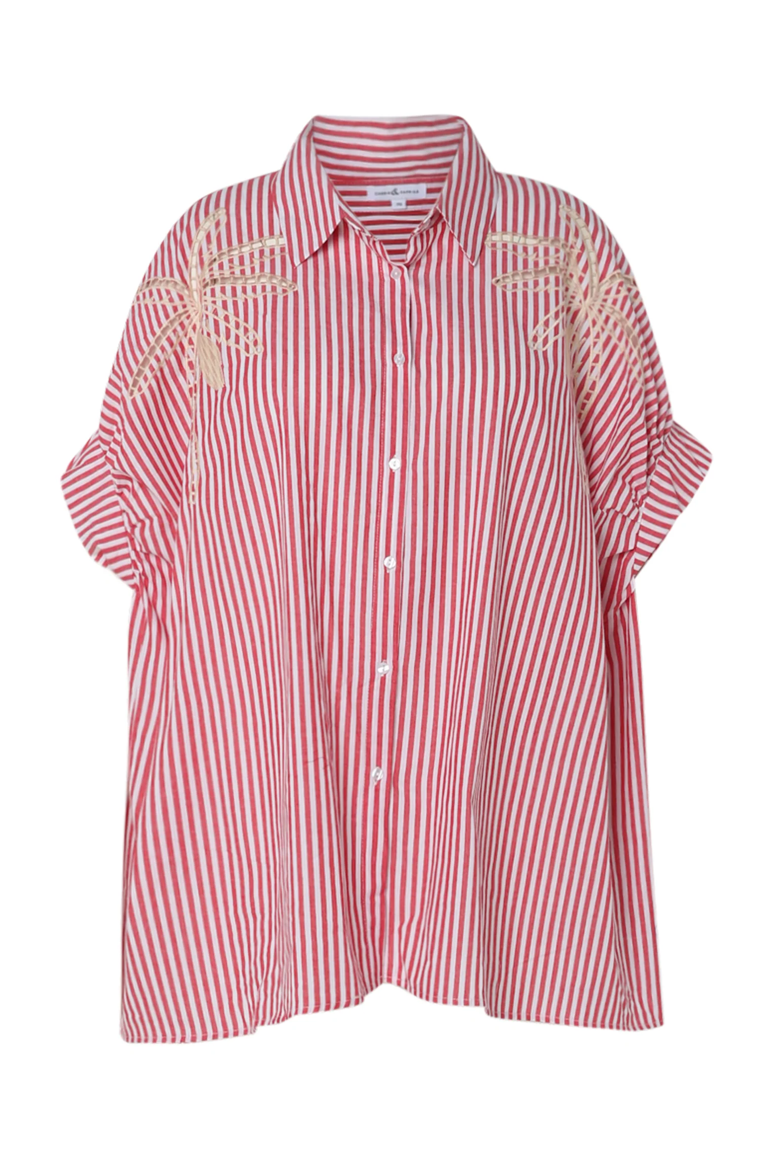 Oversized gestreepte katoenen shirt met borduursels - Image 21