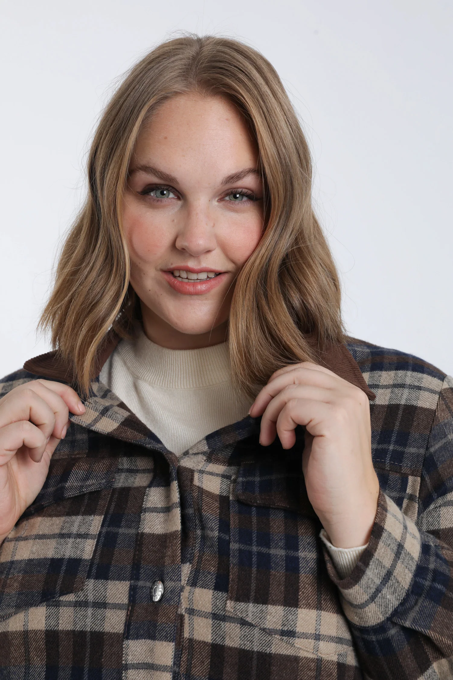 Geruit blouse met fluwelen kraag - Image 3