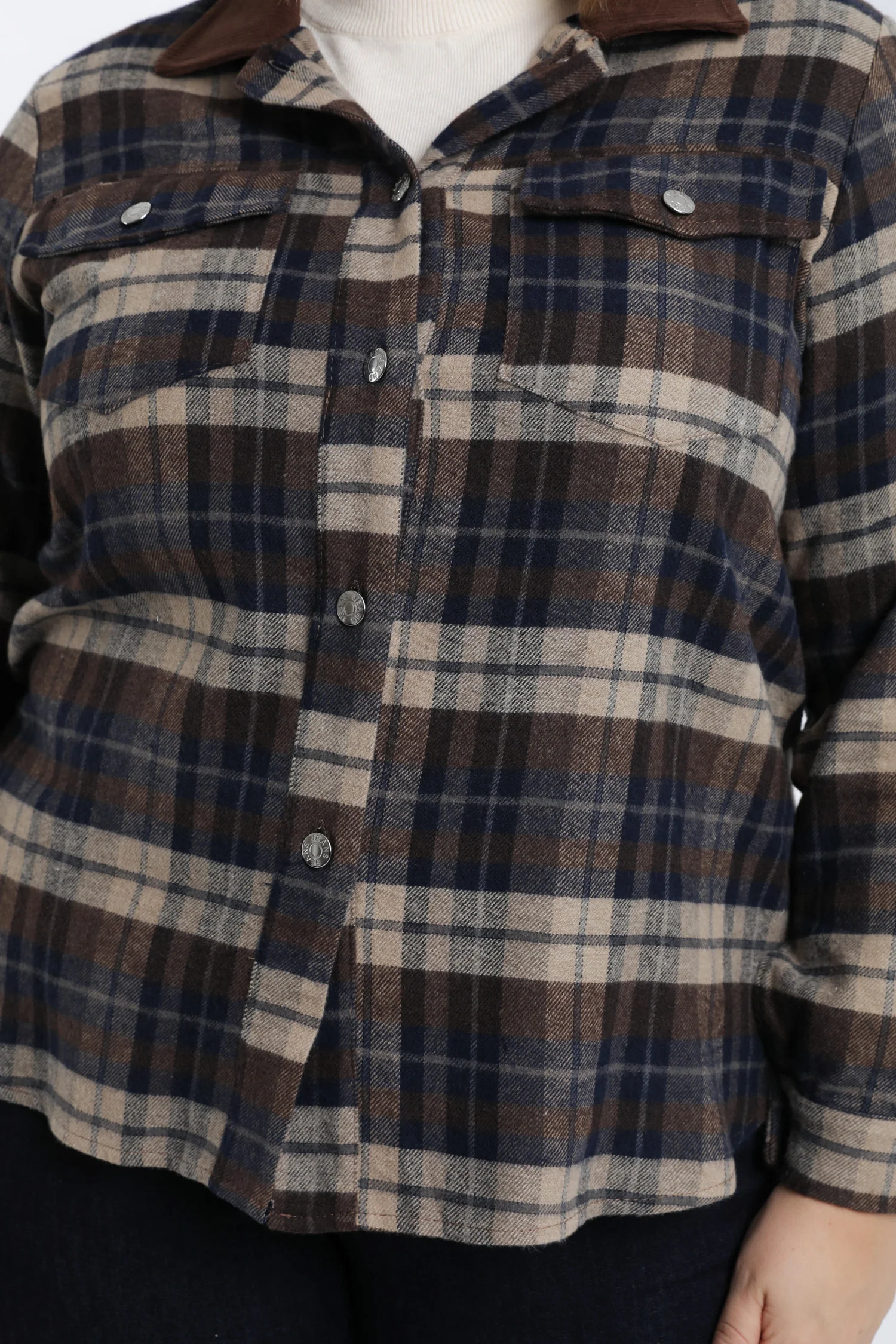 Geruit blouse met fluwelen kraag - Image 4