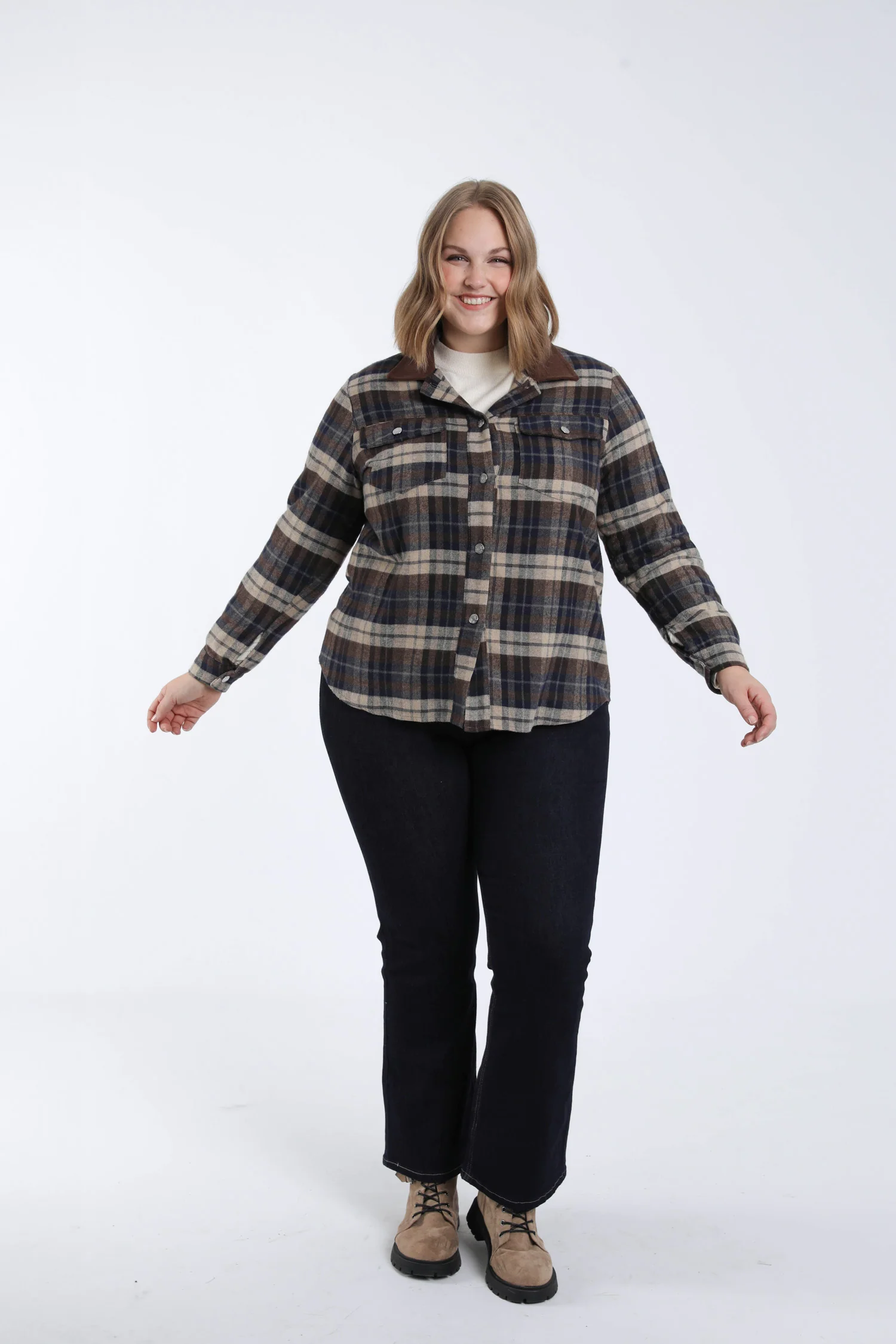Geruit blouse met fluwelen kraag - Image 7