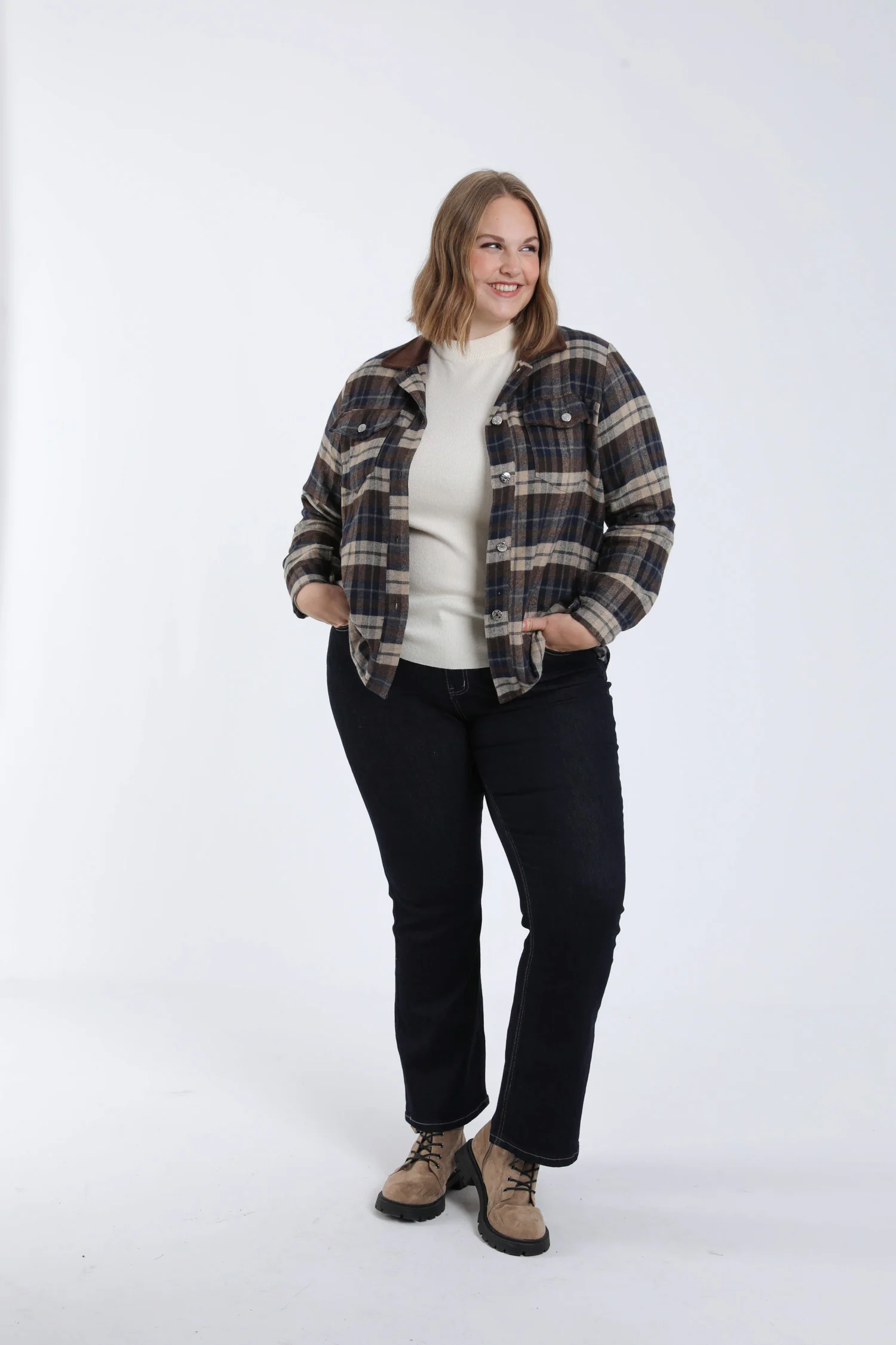 Geruit blouse met fluwelen kraag - Image 8