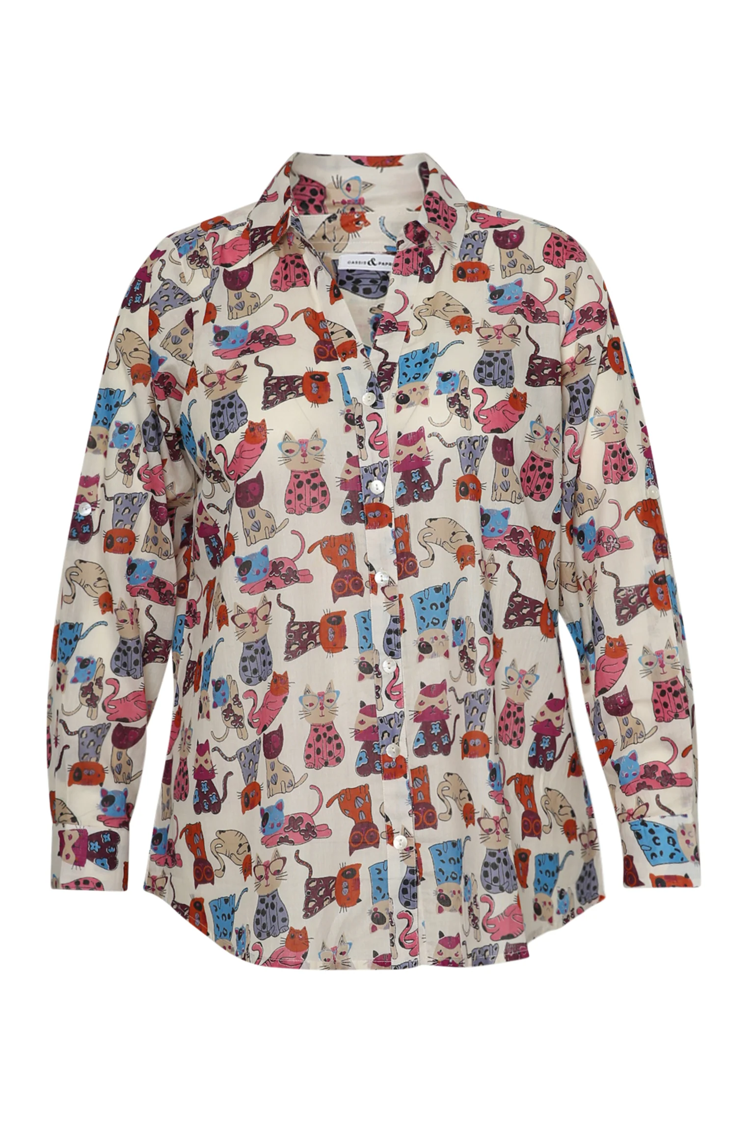 Blouse van katoen met kattenprint - Image 10