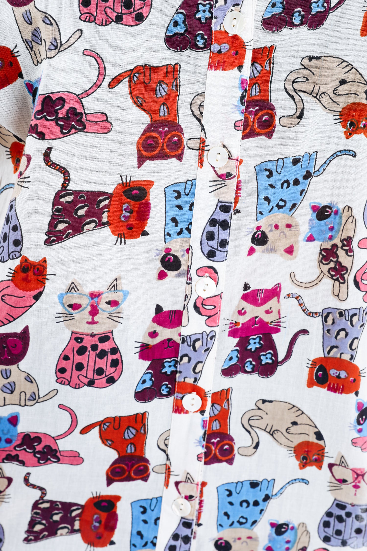 Blouse van katoen met kattenprint - Image 3