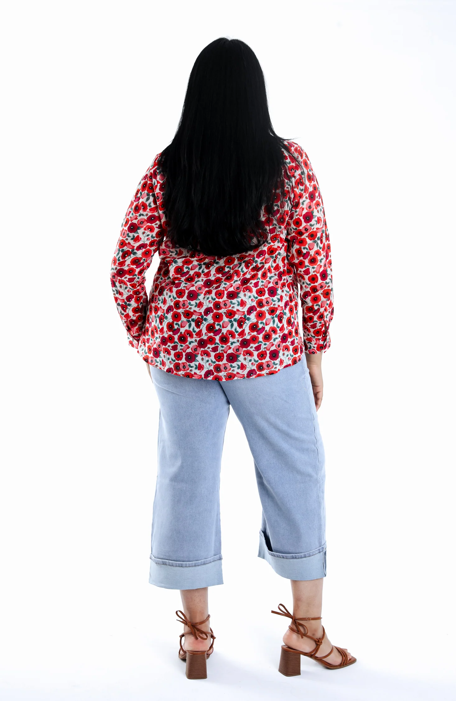 Blouse van katoen met klaproosprint - Image 2