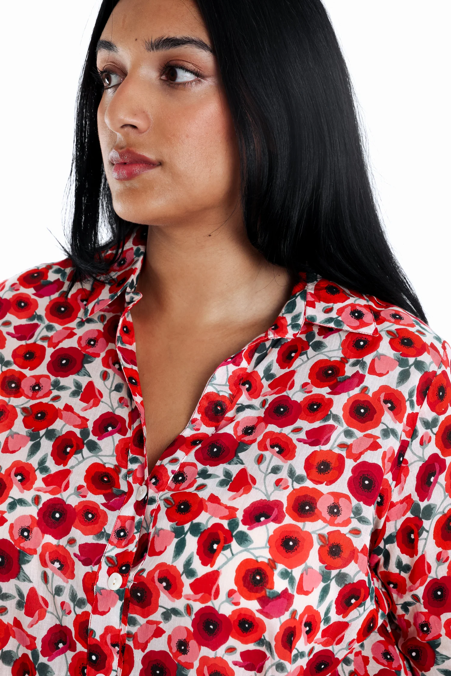 Blouse van katoen met klaproosprint - Image 3