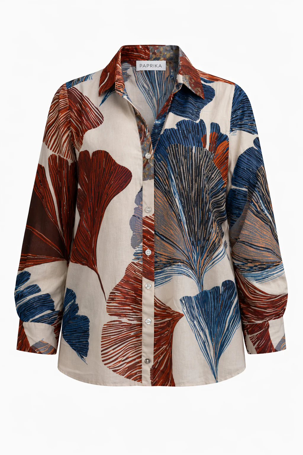 Blouse van katoen met ginkgo-print
