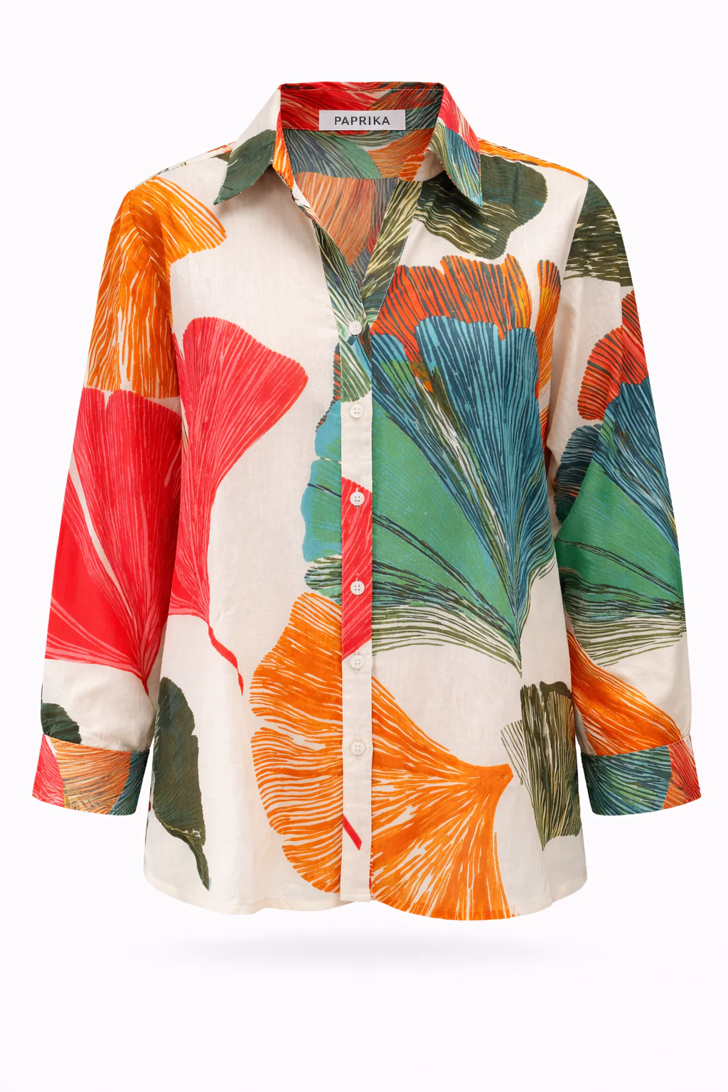 Blouse van katoen met ginkgo-print