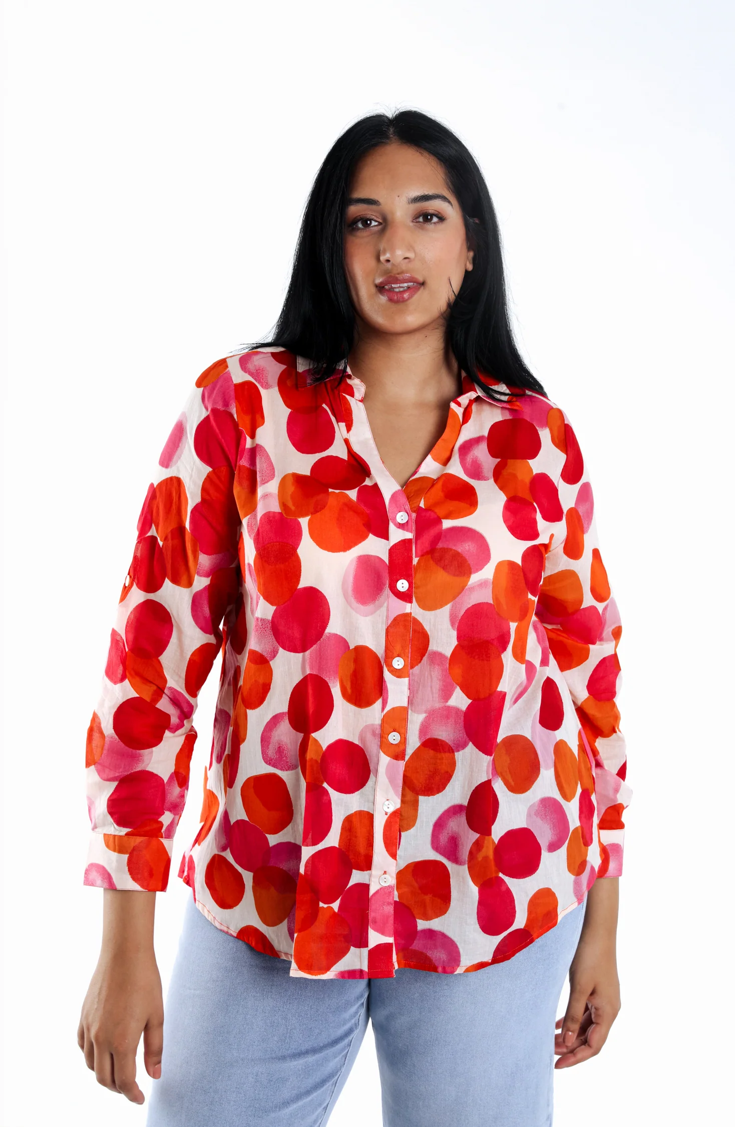Blouse van katoen met ronde print