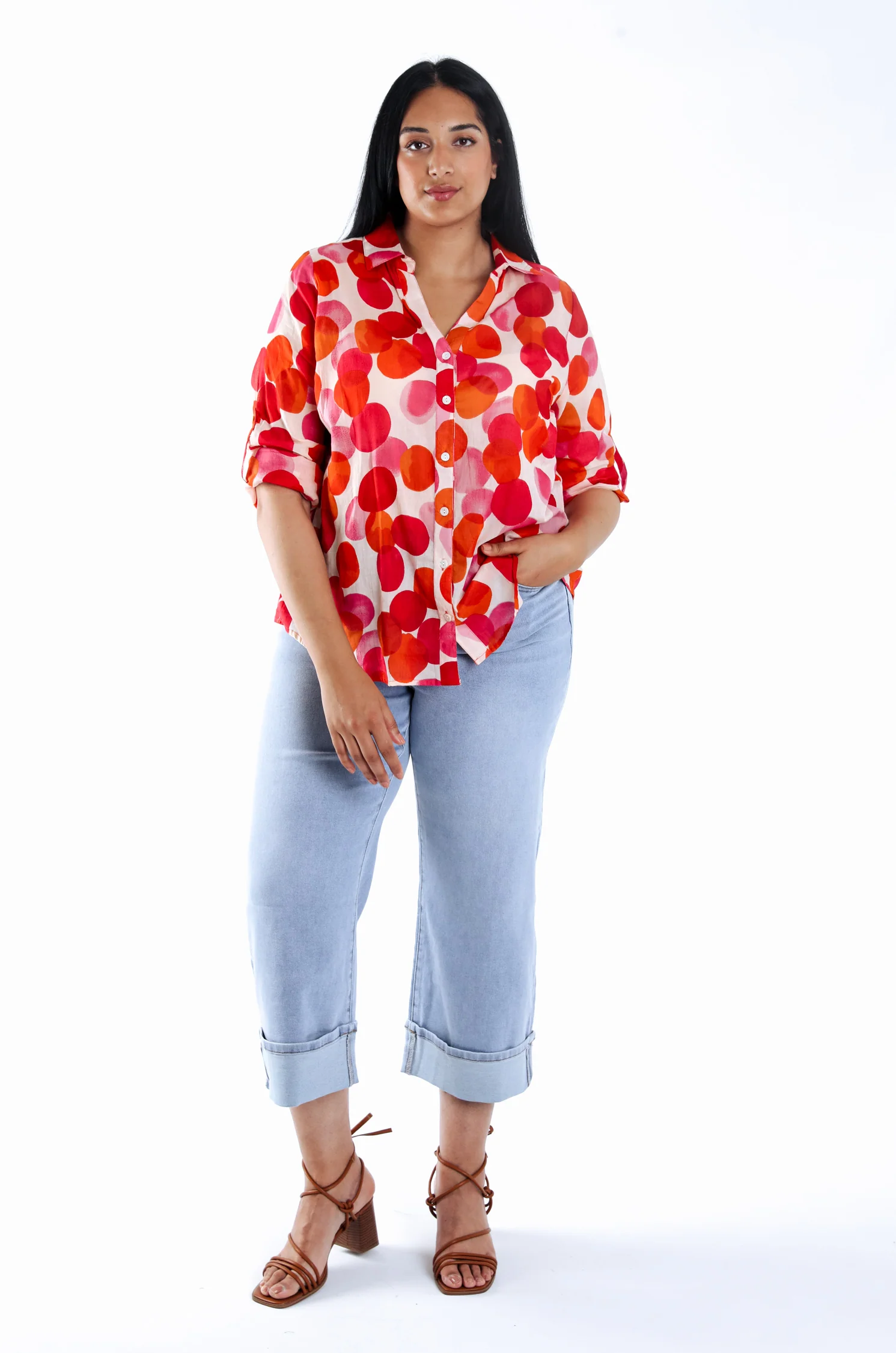 Blouse van katoen met ronde print - Image 6