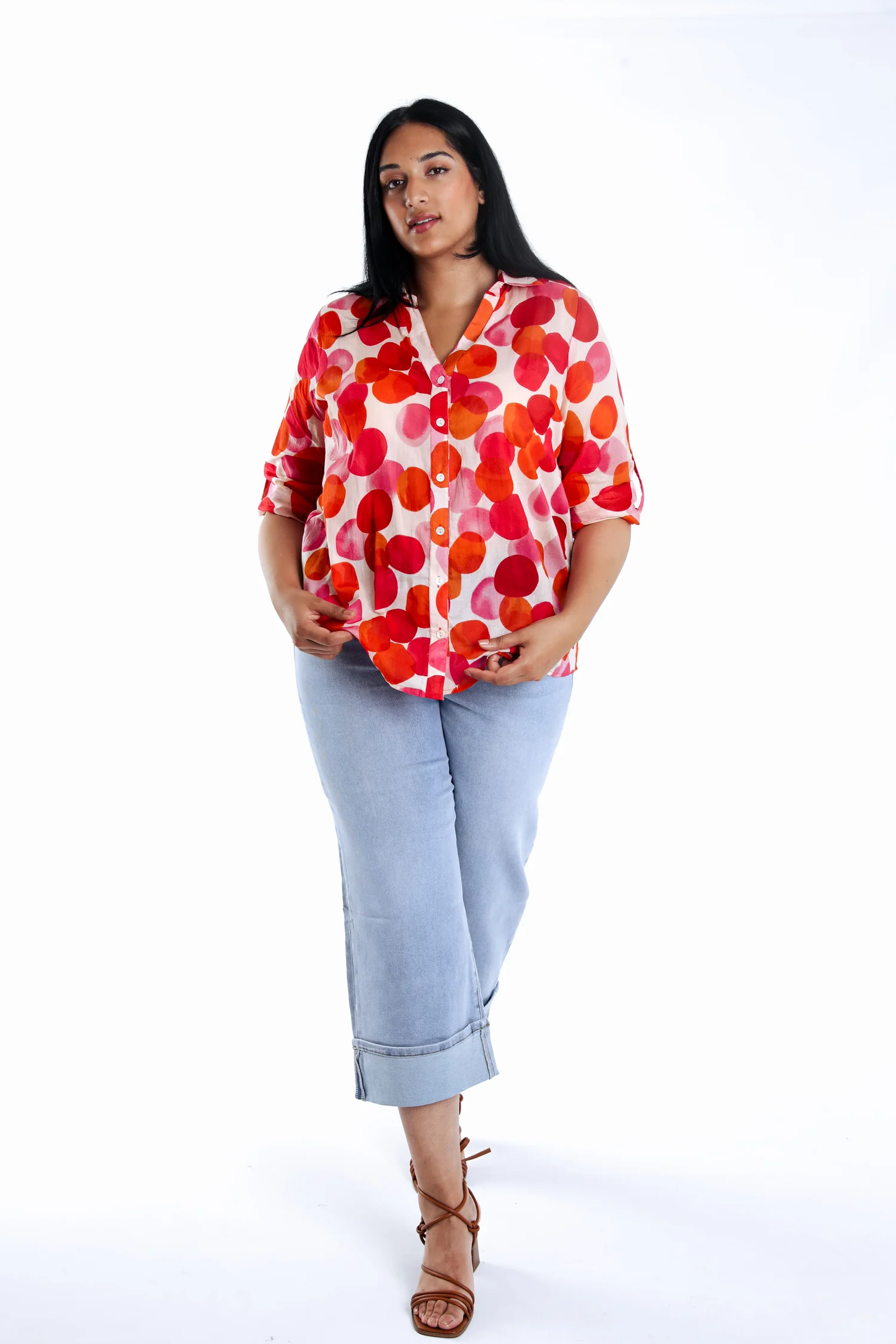 Blouse van katoen met ronde print - Image 7