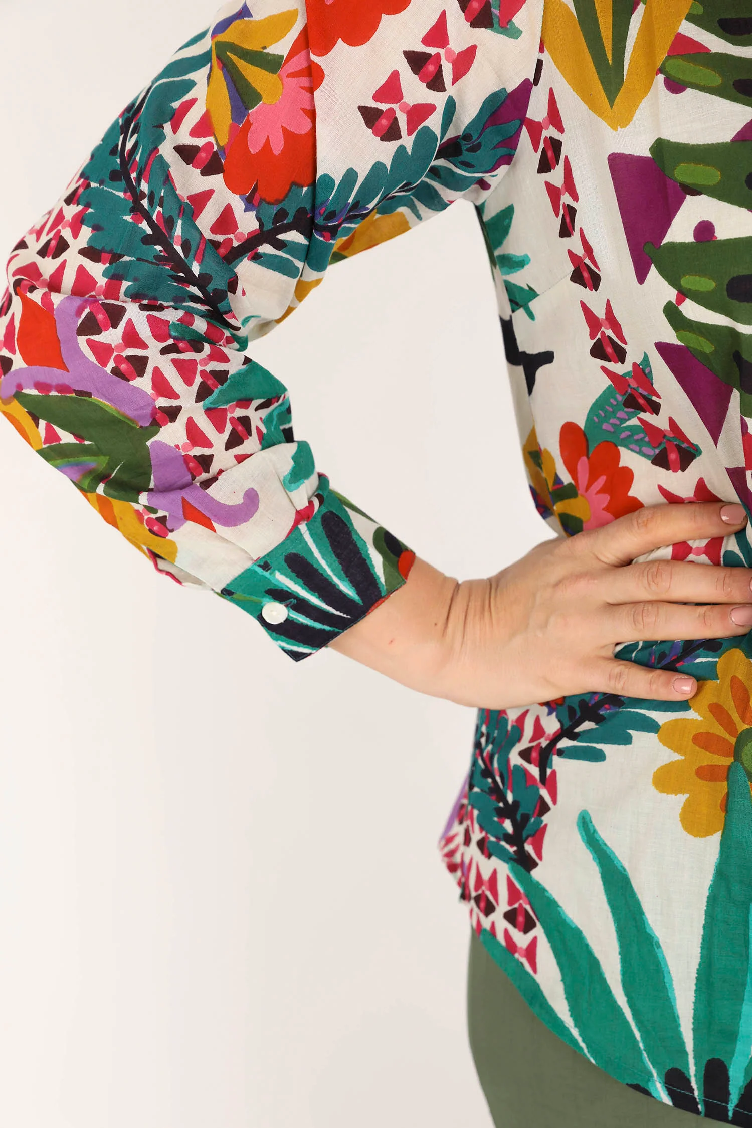 Blouse van katoen met tropische print - Image 3