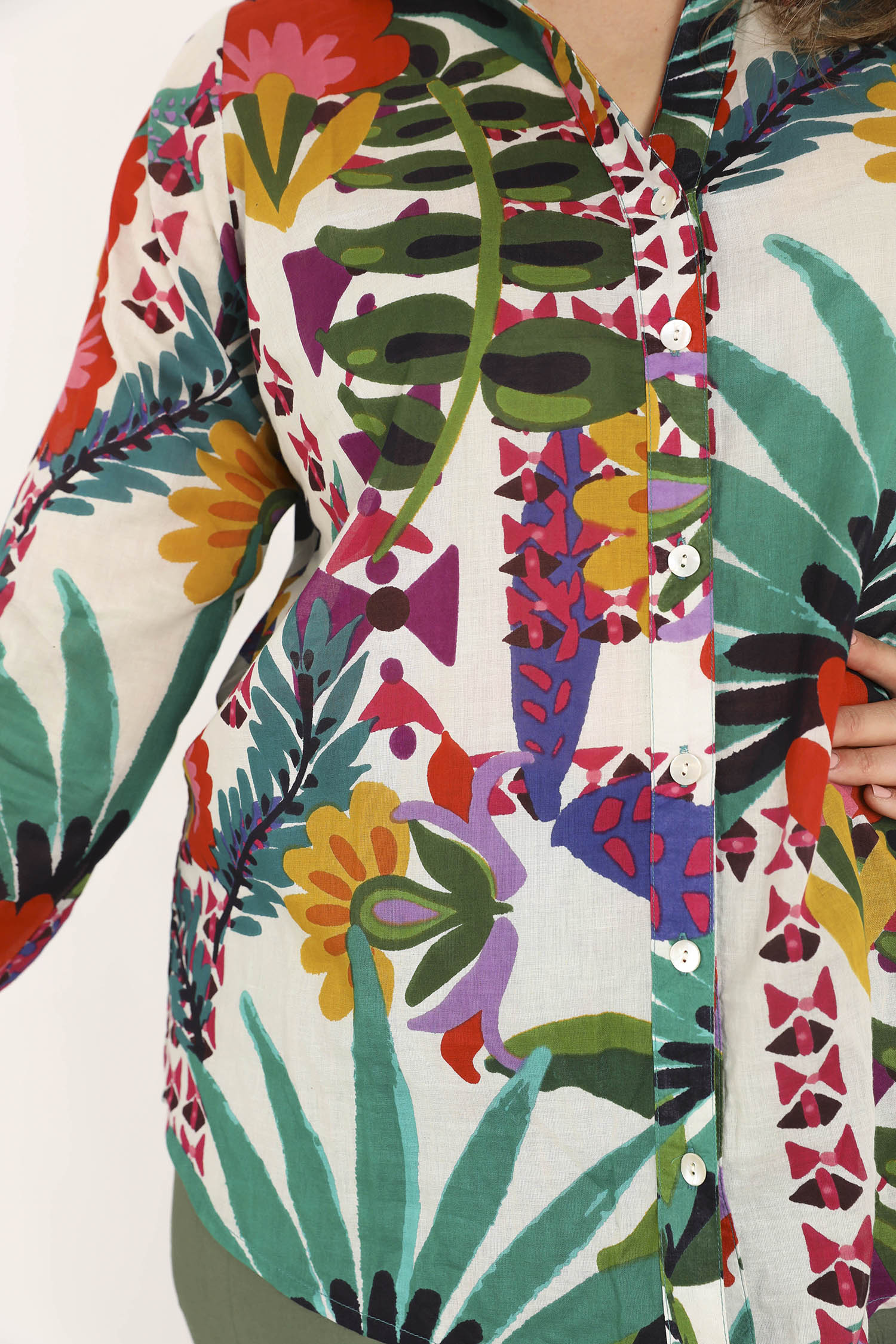 Blouse van katoen met tropische print - Image 5