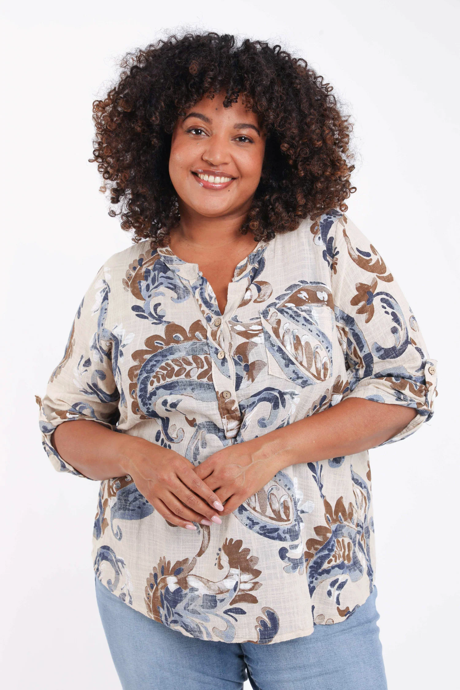 Blouse van katoengaas met paisleyprint