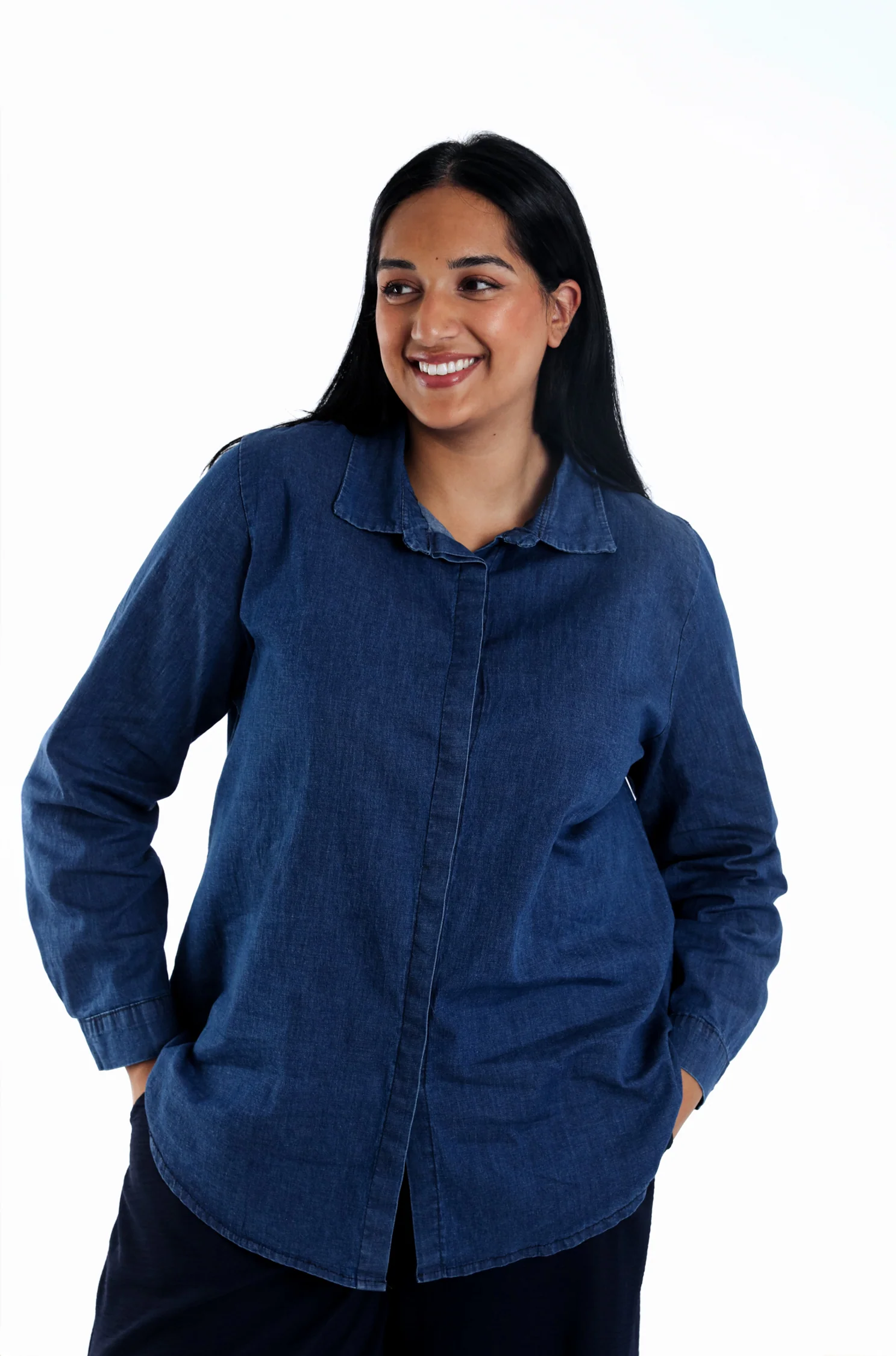 Blouse van spijkerstof