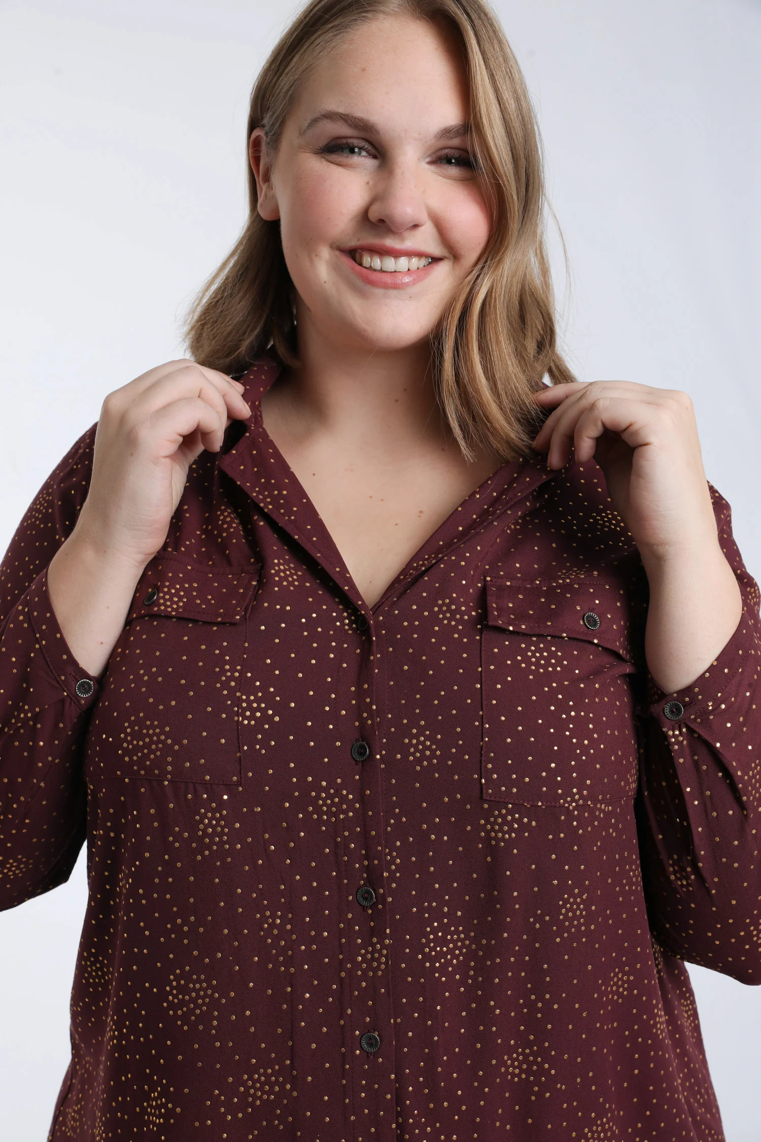 Blouse van viscose met stippen en foil-detail - Image 3