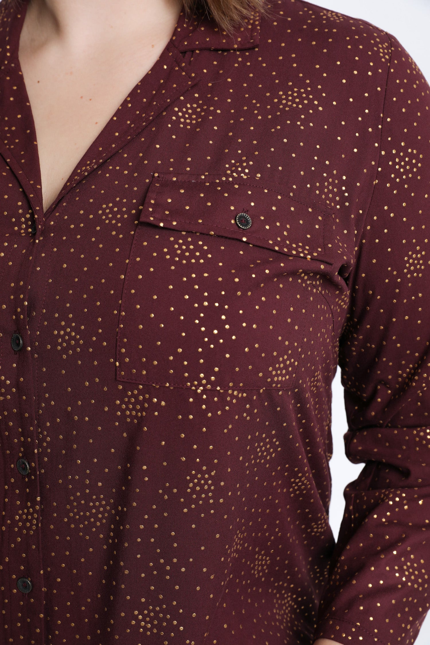 Blouse van viscose met stippen en foil-detail - Image 6