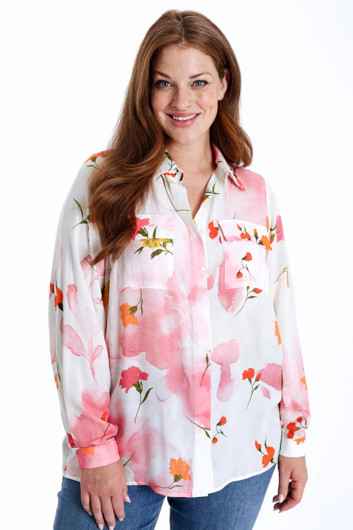 Blouse van bedrukte viscose met bloemenprint