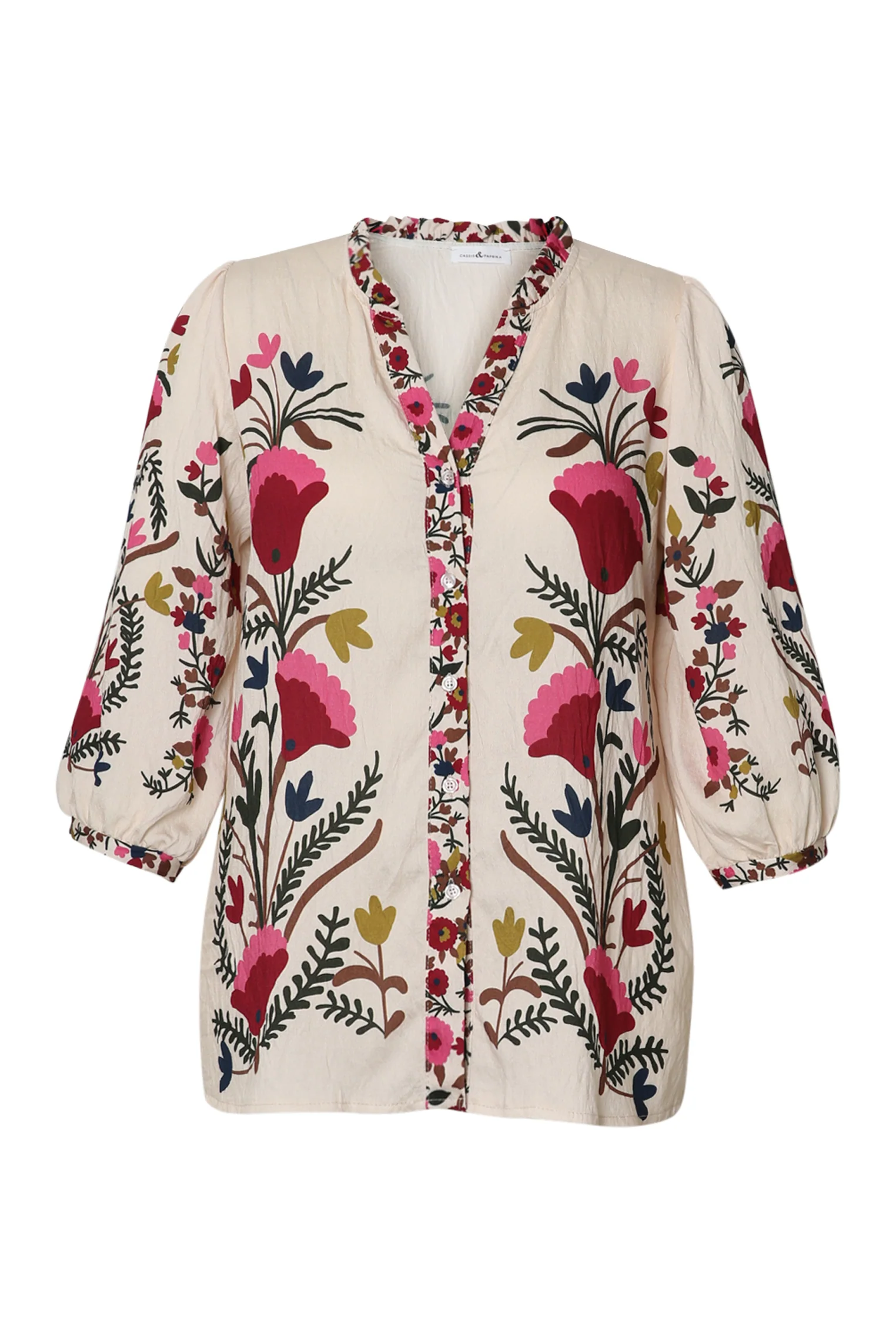 Blouse van bedrukt viscose met folk bloemenprint - Image 10