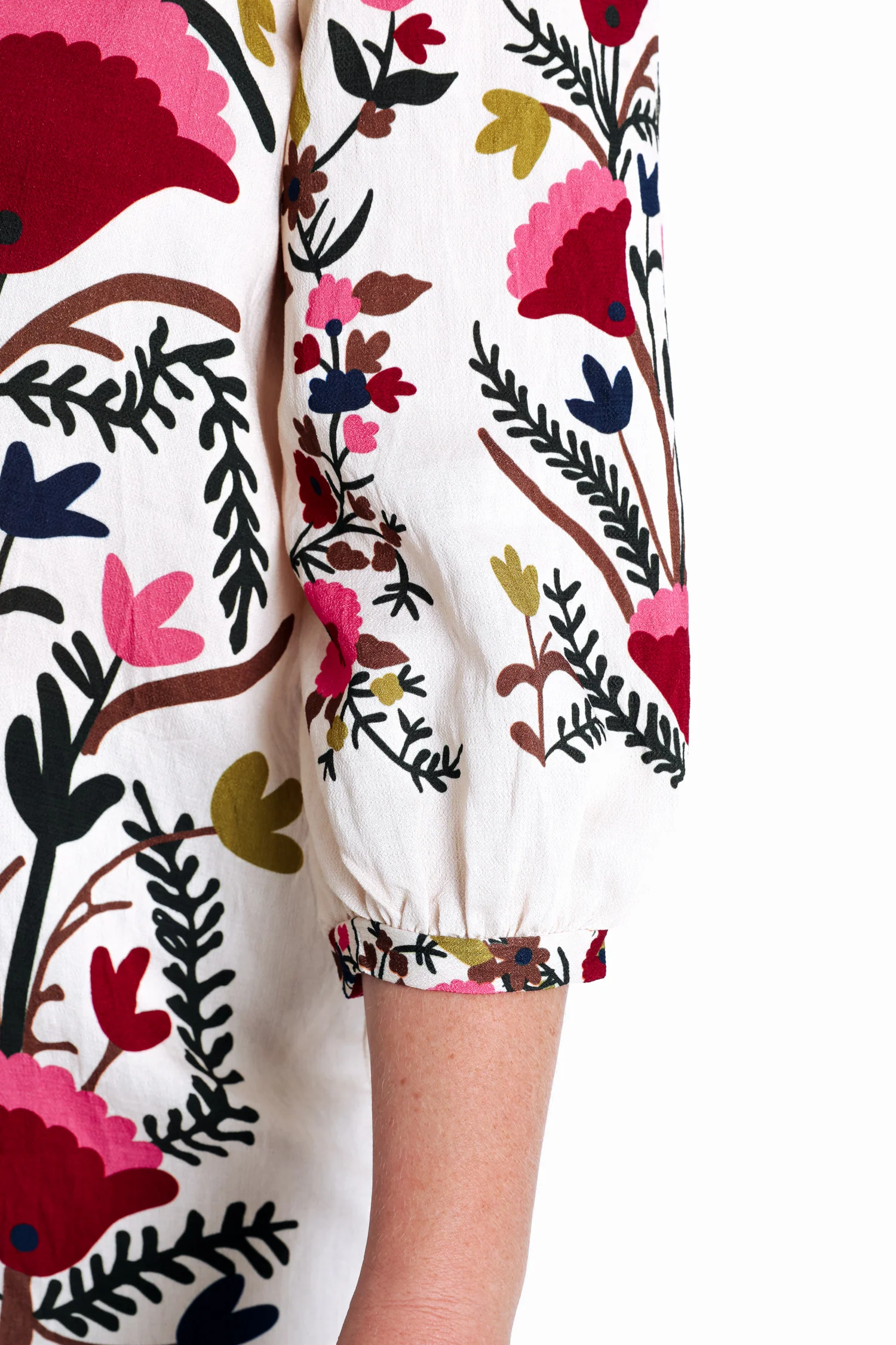 Blouse van bedrukt viscose met folk bloemenprint - Image 4