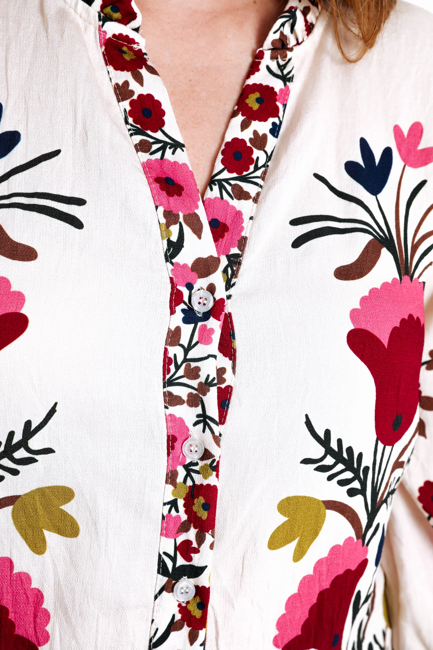 Blouse van bedrukt viscose met folk bloemenprint - Image 6