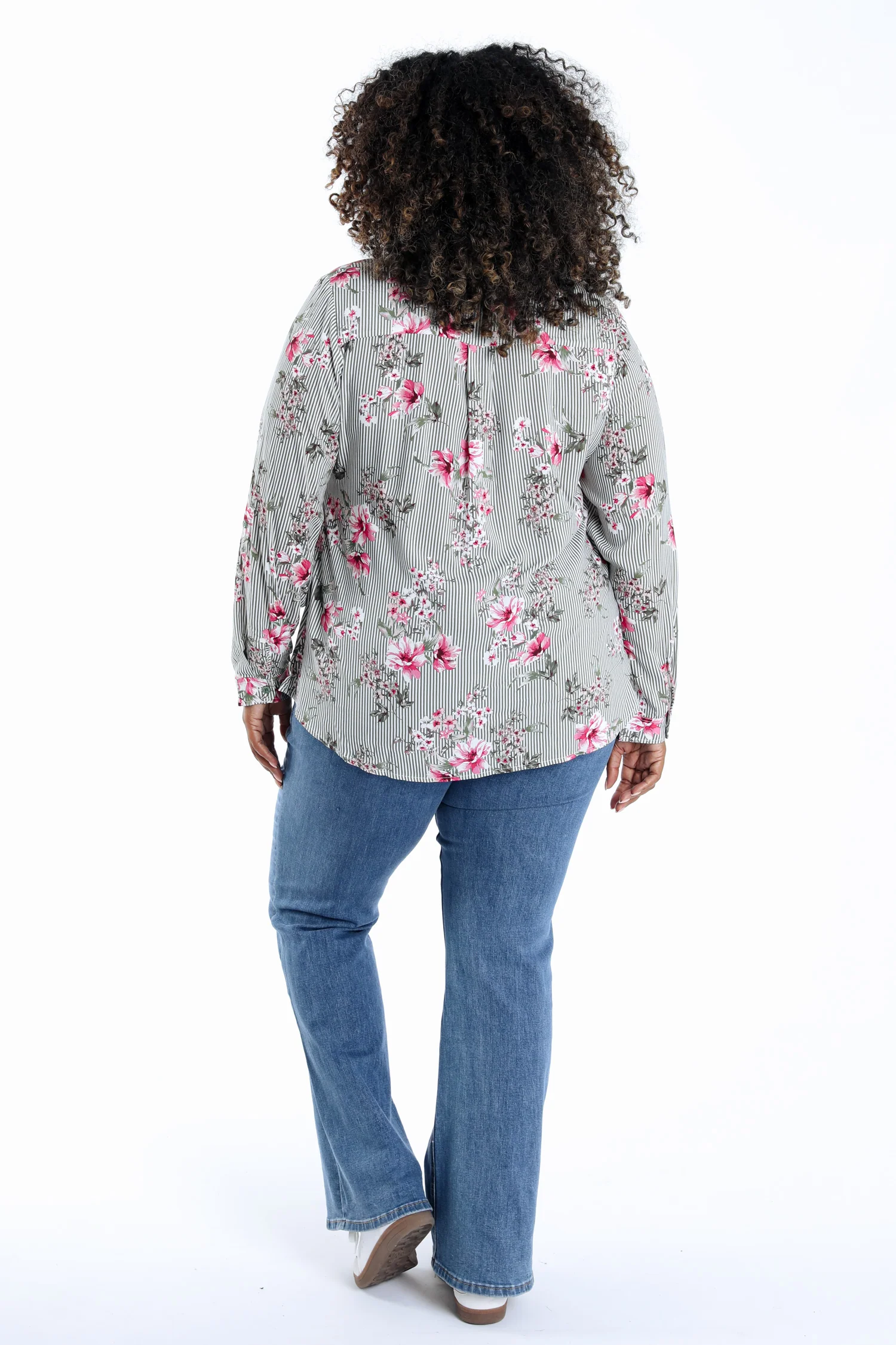 Blouse van viscose met strepen- en bloemenprint - Image 2