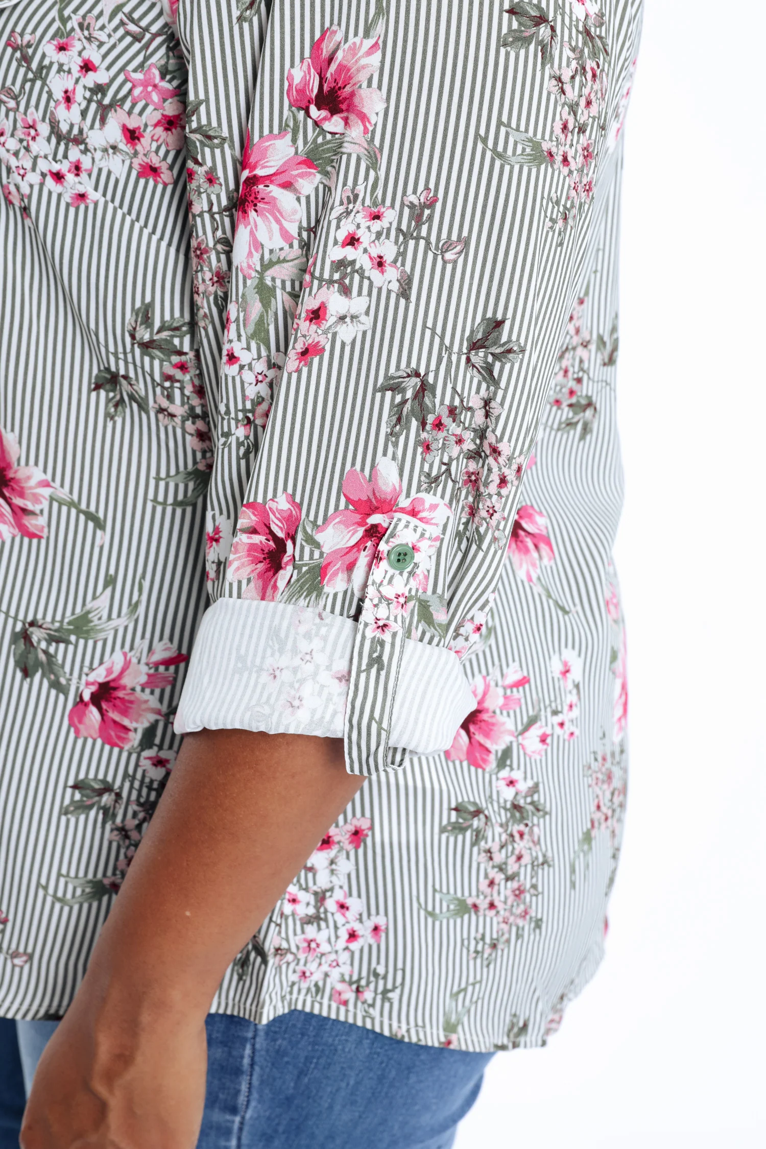 Blouse van viscose met strepen- en bloemenprint - Image 6