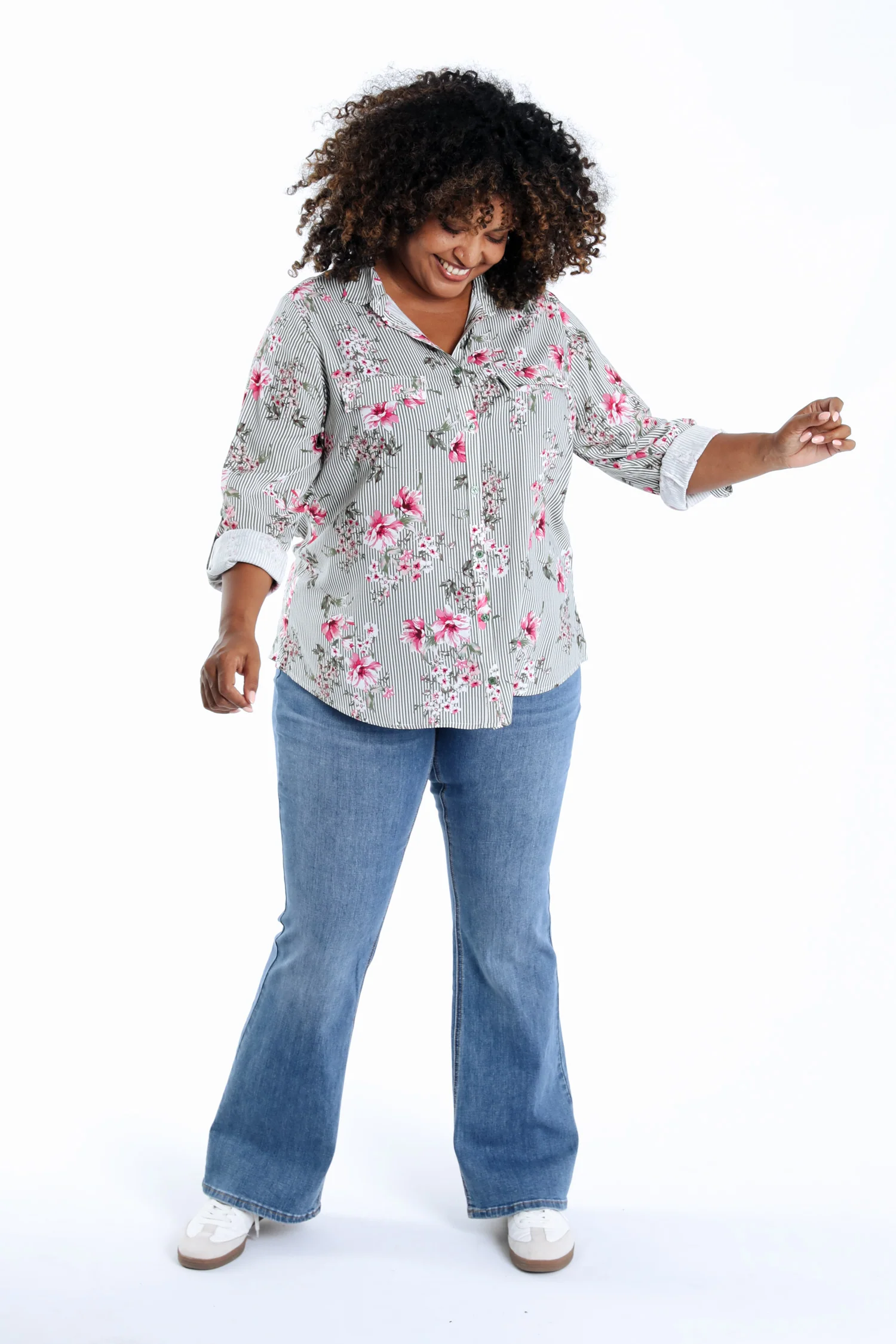 Blouse van viscose met strepen- en bloemenprint - Image 7