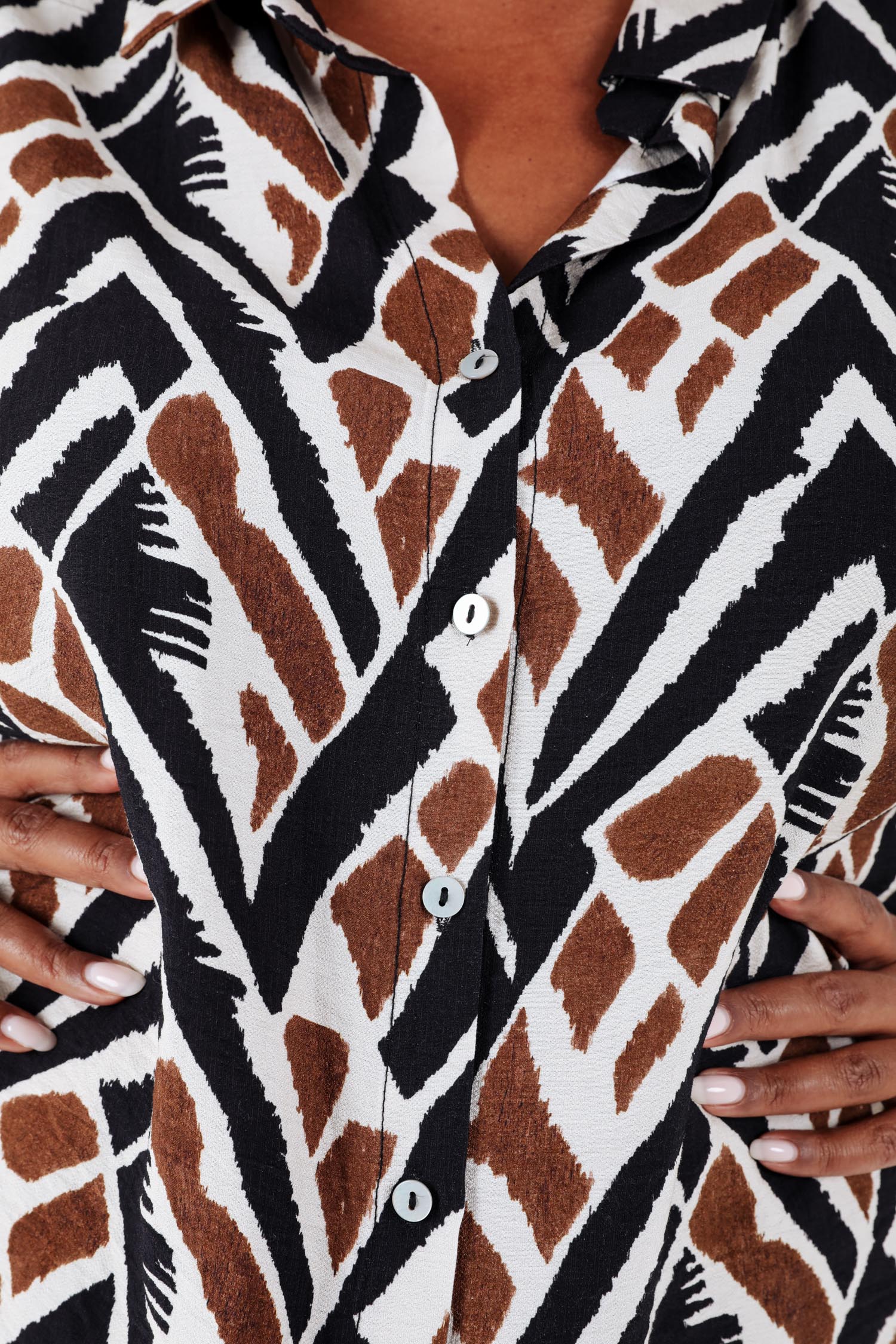 Blouse geknoopt in viscose met etnisch patroon - Image 4