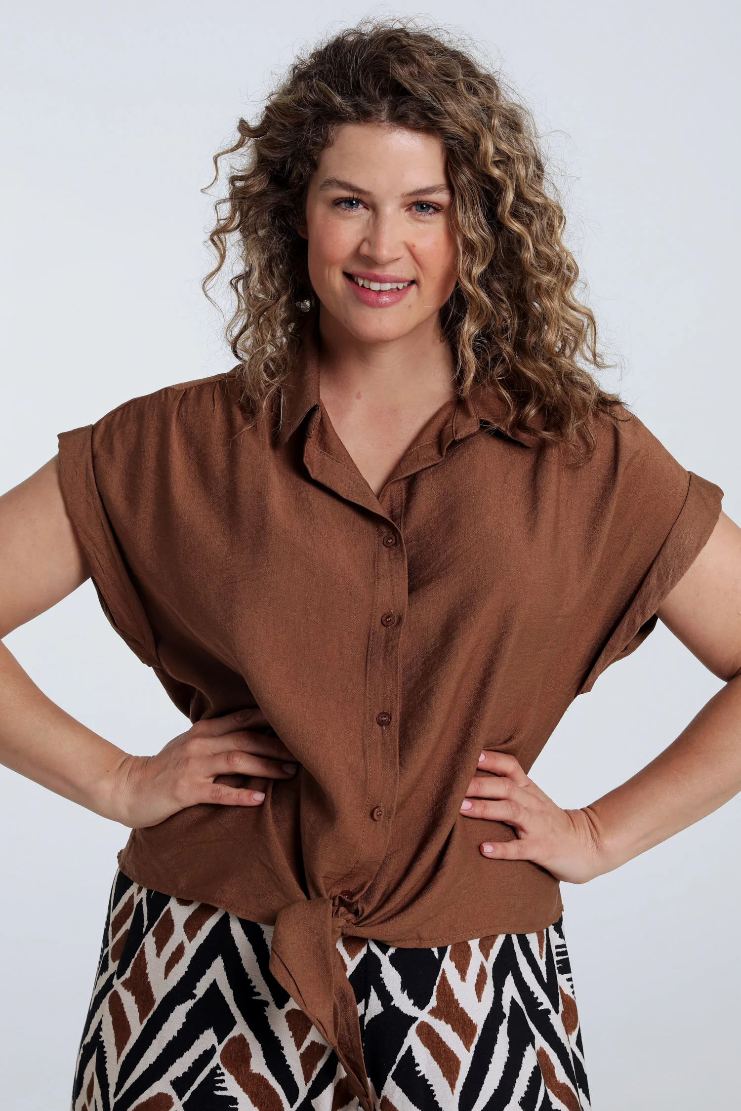 Knopenblouse van effen viscose - Image 12