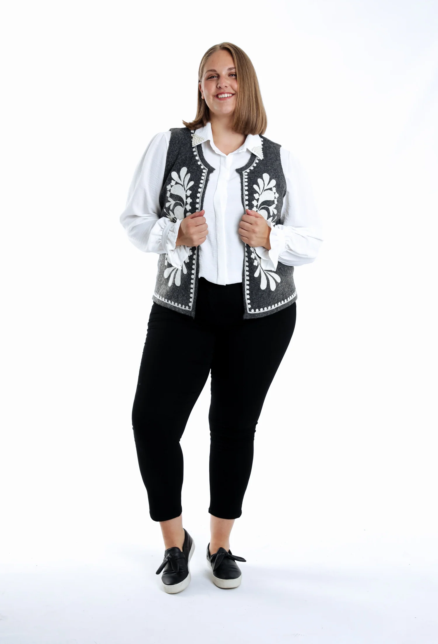 Effen blouse met parelkettingkraag - Image 6