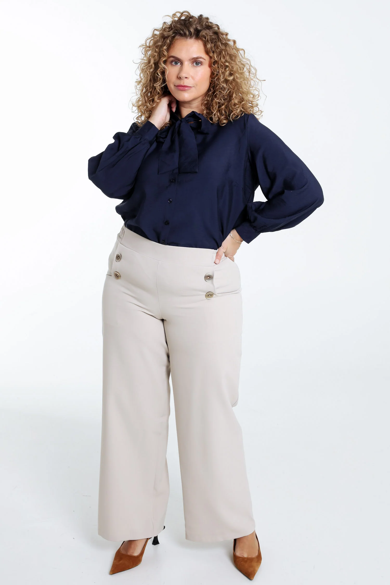 Effen blouse met strik - Image 9