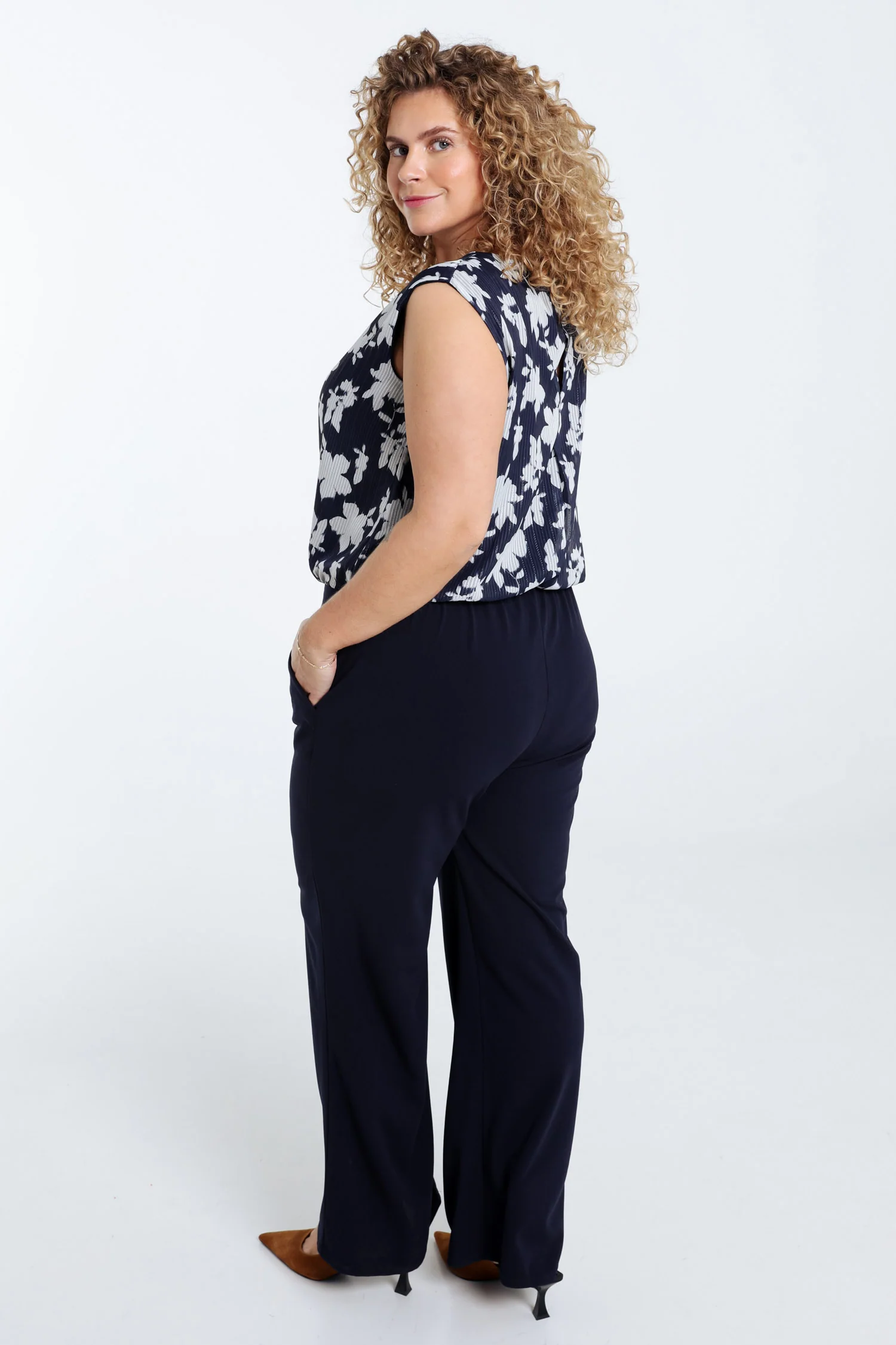 Tweedelige jumpsuit met bloemenprint en lurex - Image 2