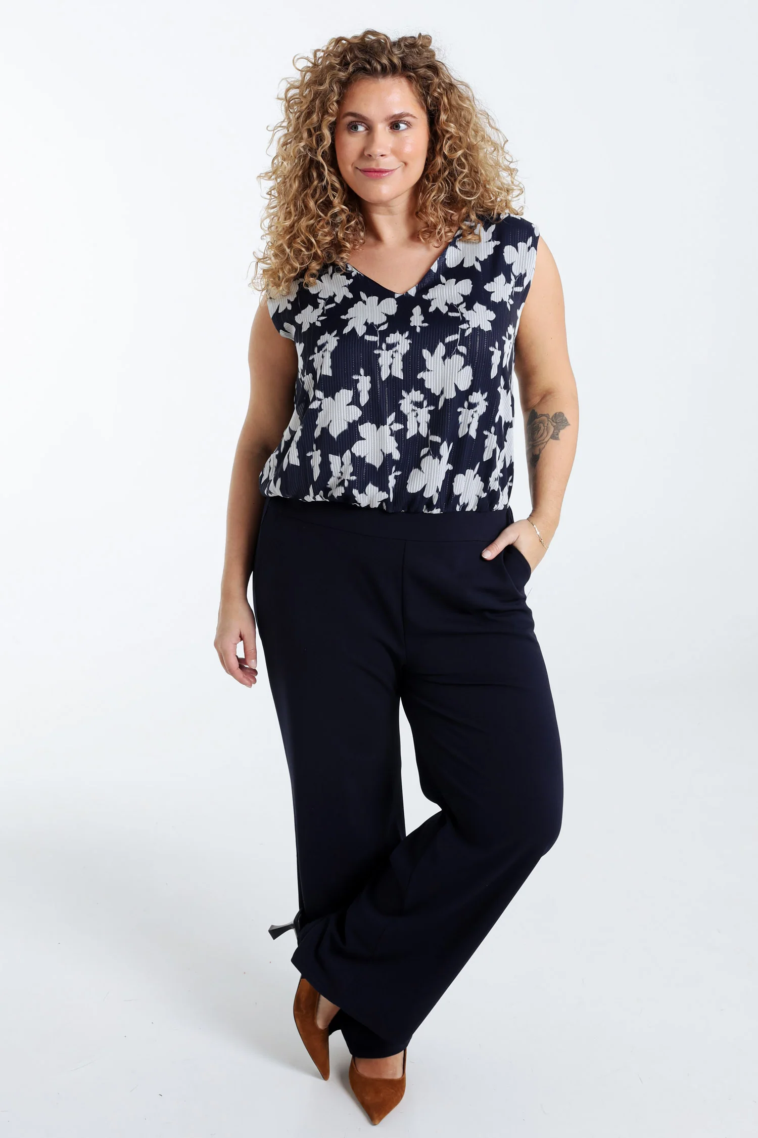 Tweedelige jumpsuit met bloemenprint en lurex - Image 7