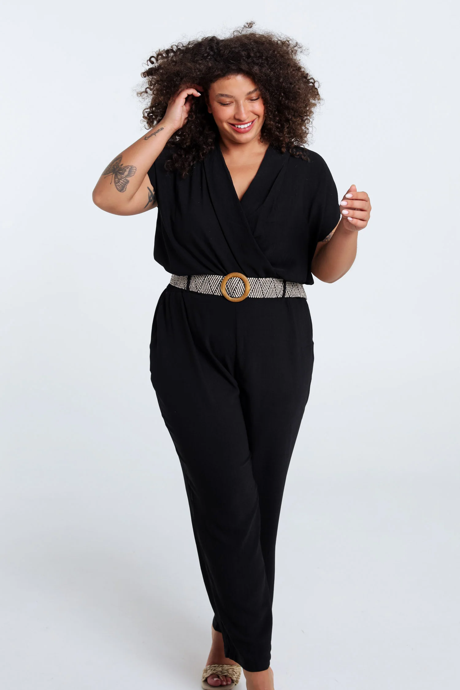 Eénkleurige jumpsuit met riem - Image 12